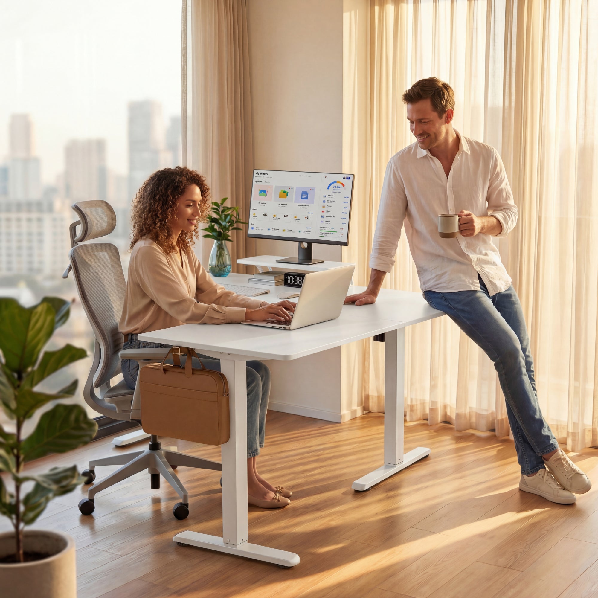 homall-standing-desk-eckschreibtisch-schwarz-h-henverstellbar image 2