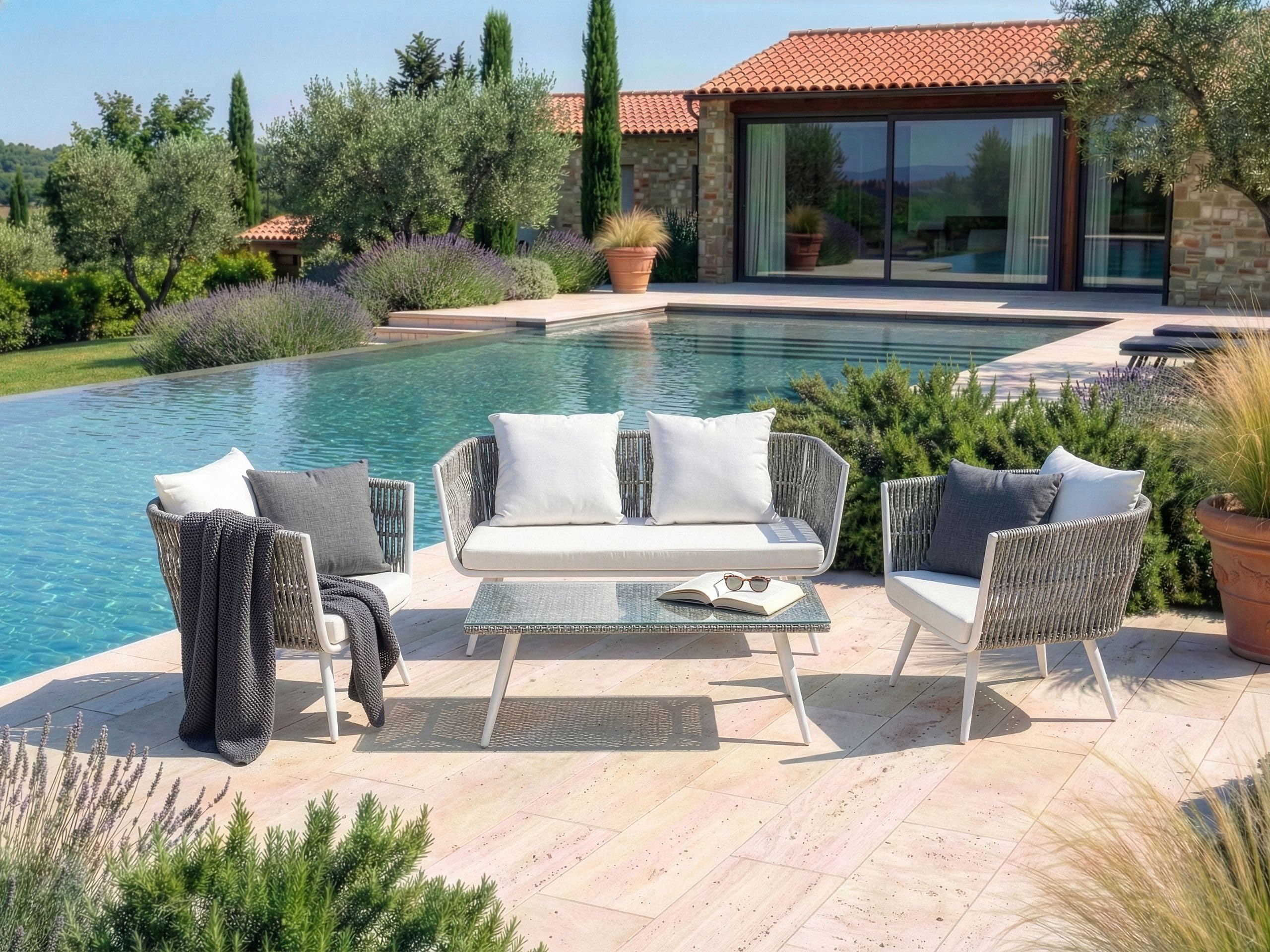 beliani-ragusa-garten-set-rattan-cremewei-4-sitzer-glas image 2