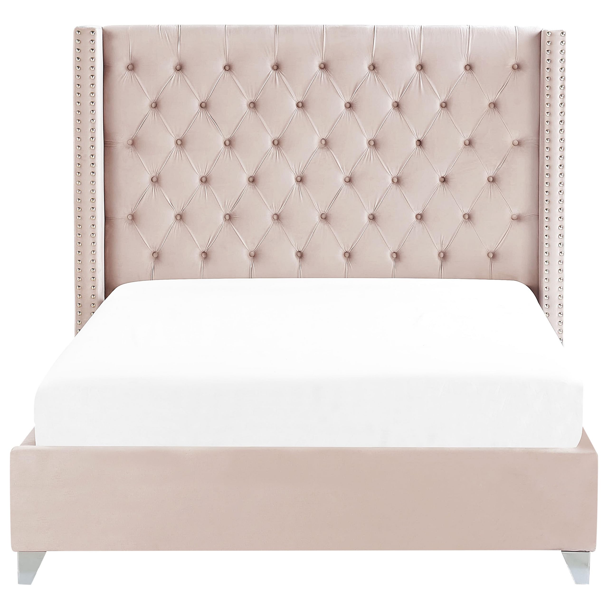 beliani-lubbon-samtbett-160x200-rosa-chesterfield image 4