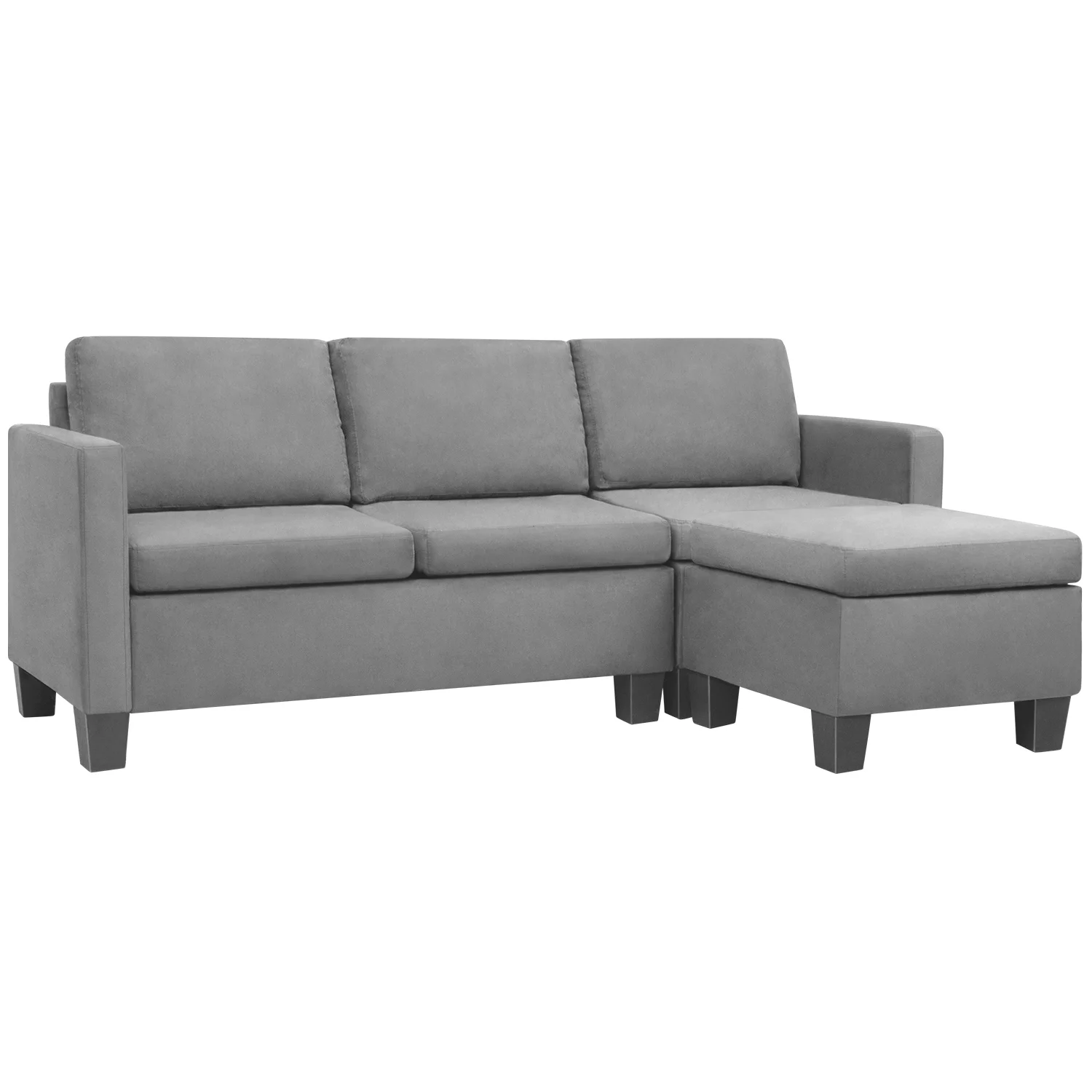 homall-sofa-ecksofa-l-form-hellgrau-wildleder-optik-mit-ottomane image 1