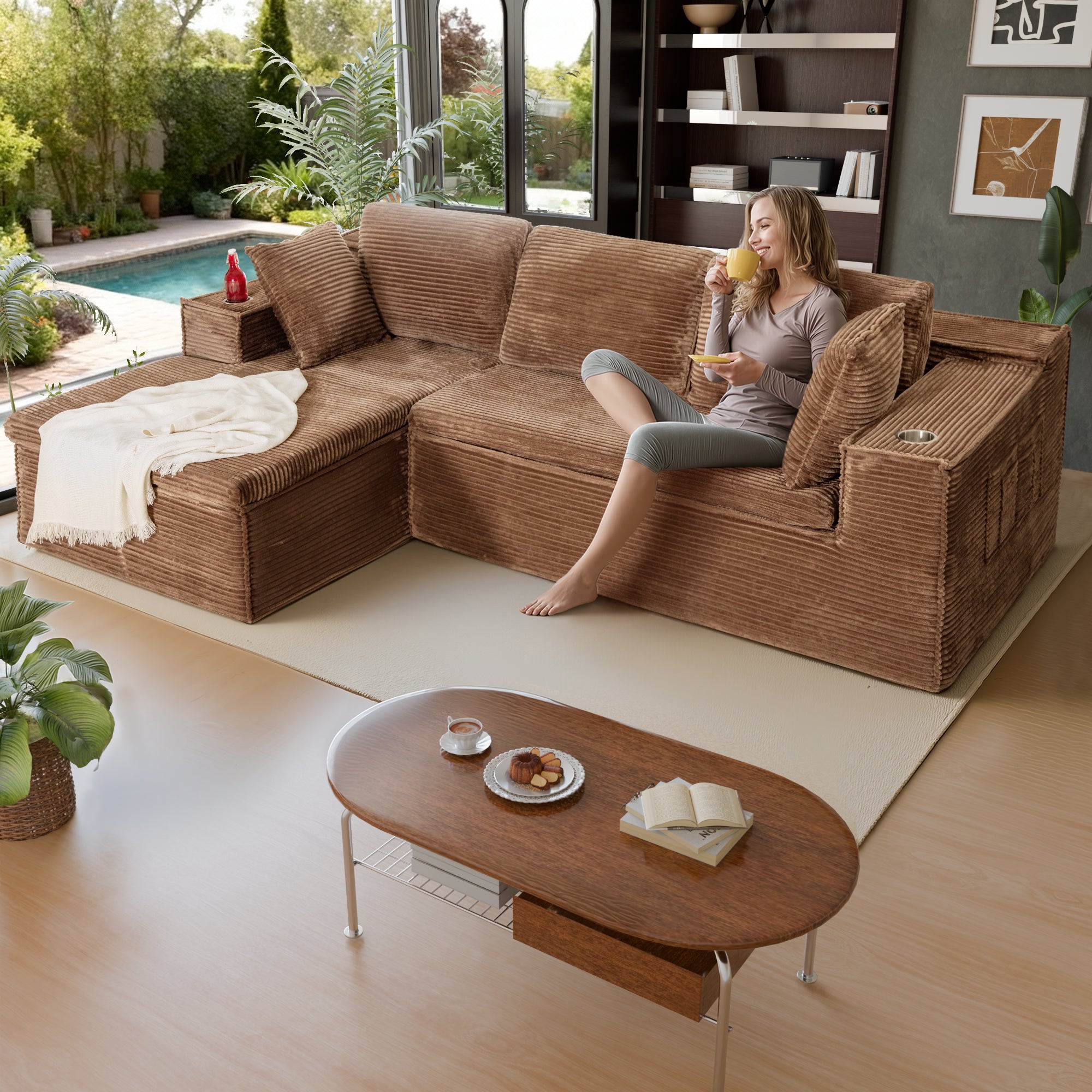 homall-sofa-l-form-3-sitzer-couch-grau image 3