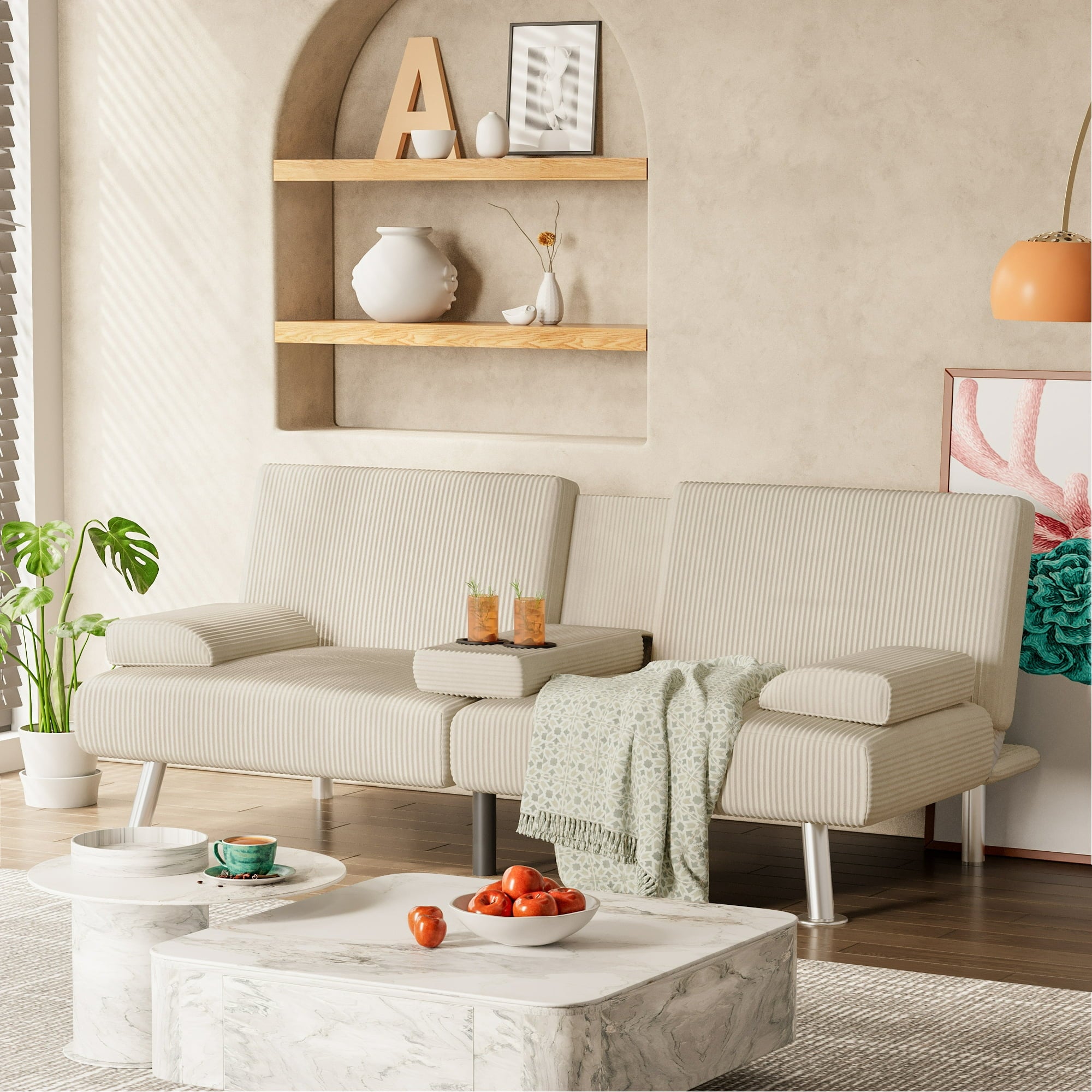 homall-schlafsofa-beige-verstellbar-stauraum-getr-nkehalter image 2