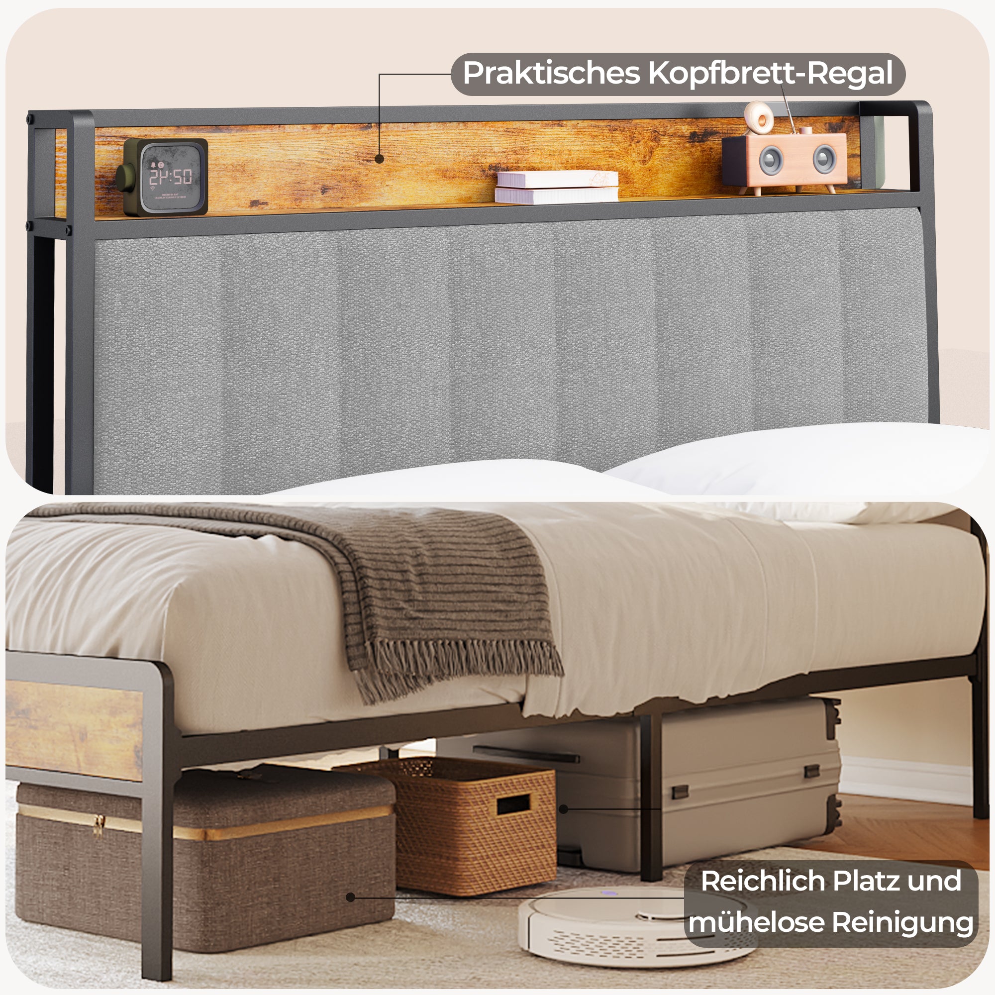 bealife-bf25-einzelbett-metall-grau-120-cm-mit-kopfteil-ablage image 6