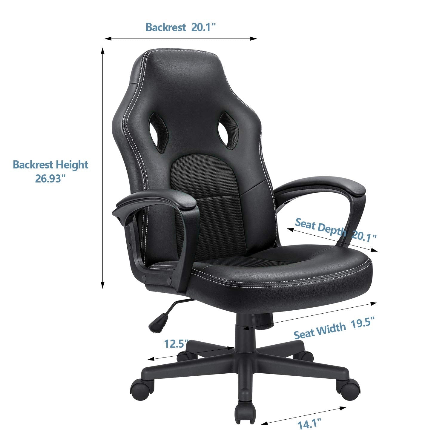 homall-gaming-stuhl-b-rostuhl-kunstleder-schwarz image 6