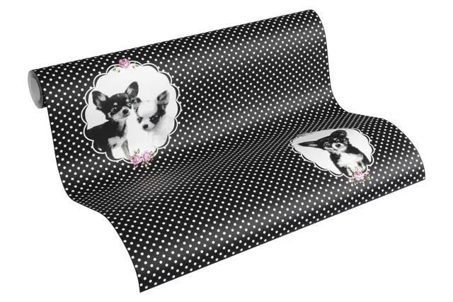 a-s-cr-ation-little-stars-35851-2-vliestapete-hunde-schwarz-lila image 1