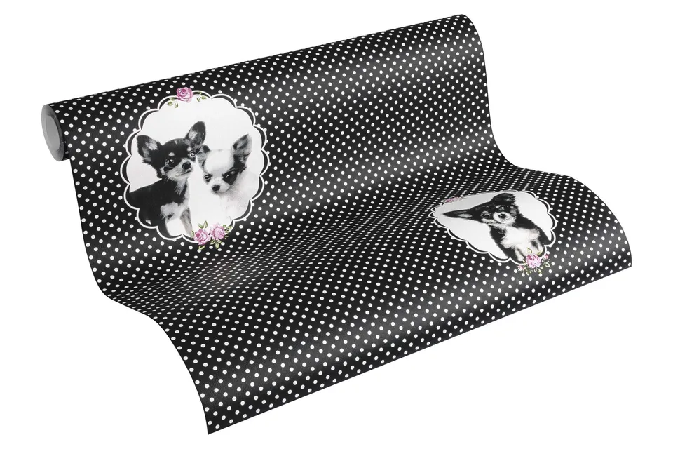 a-s-cr-ation-little-stars-35851-2-vliestapete-hunde-schwarz-lila image 1