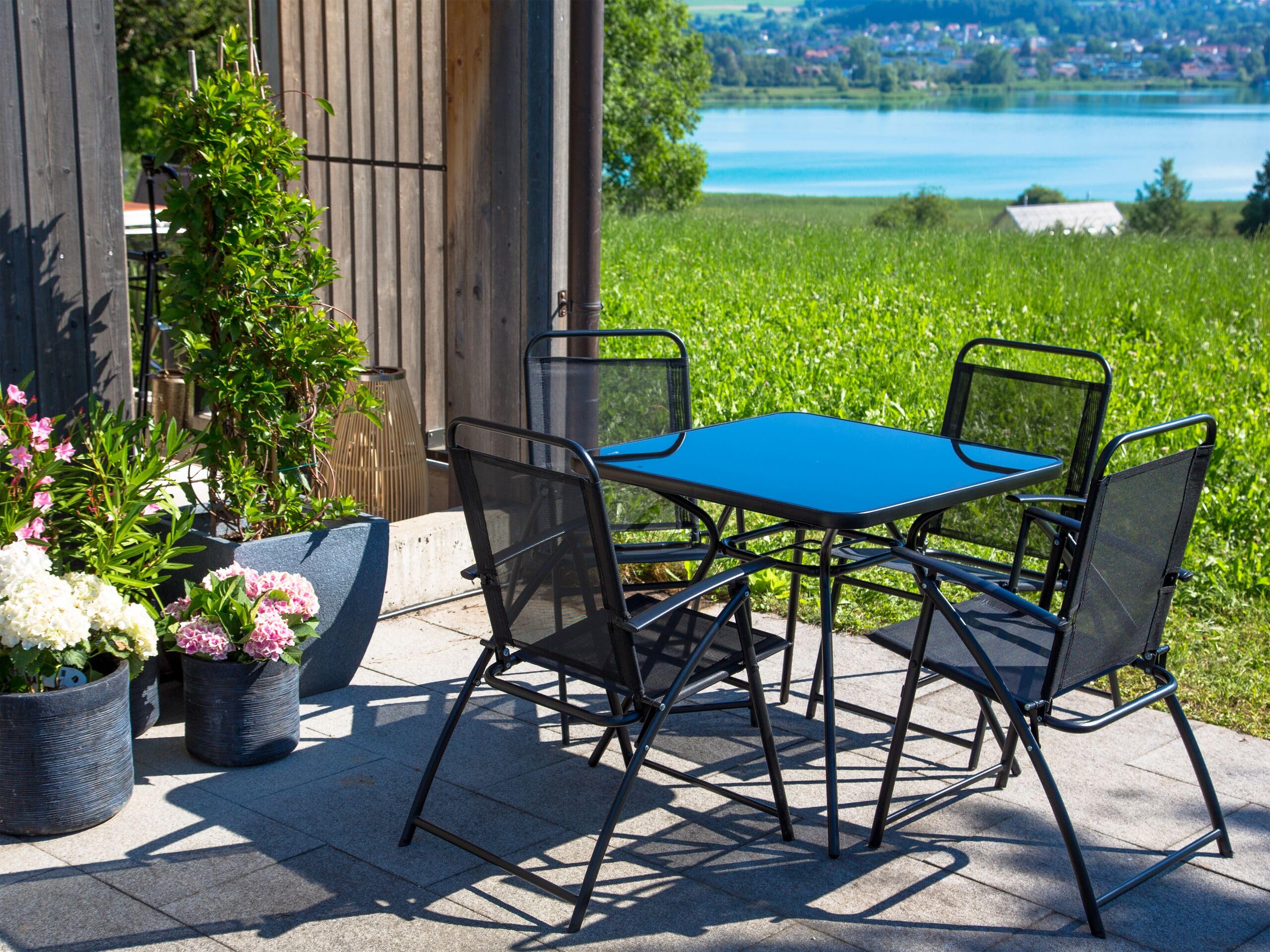 beliani-livo-gartenm-bel-set-5-tlg-schwarz-stahl-glas image 2