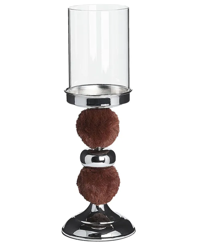 beliani-padre-kerzenst-nder-38-cm-silber-braun image 1