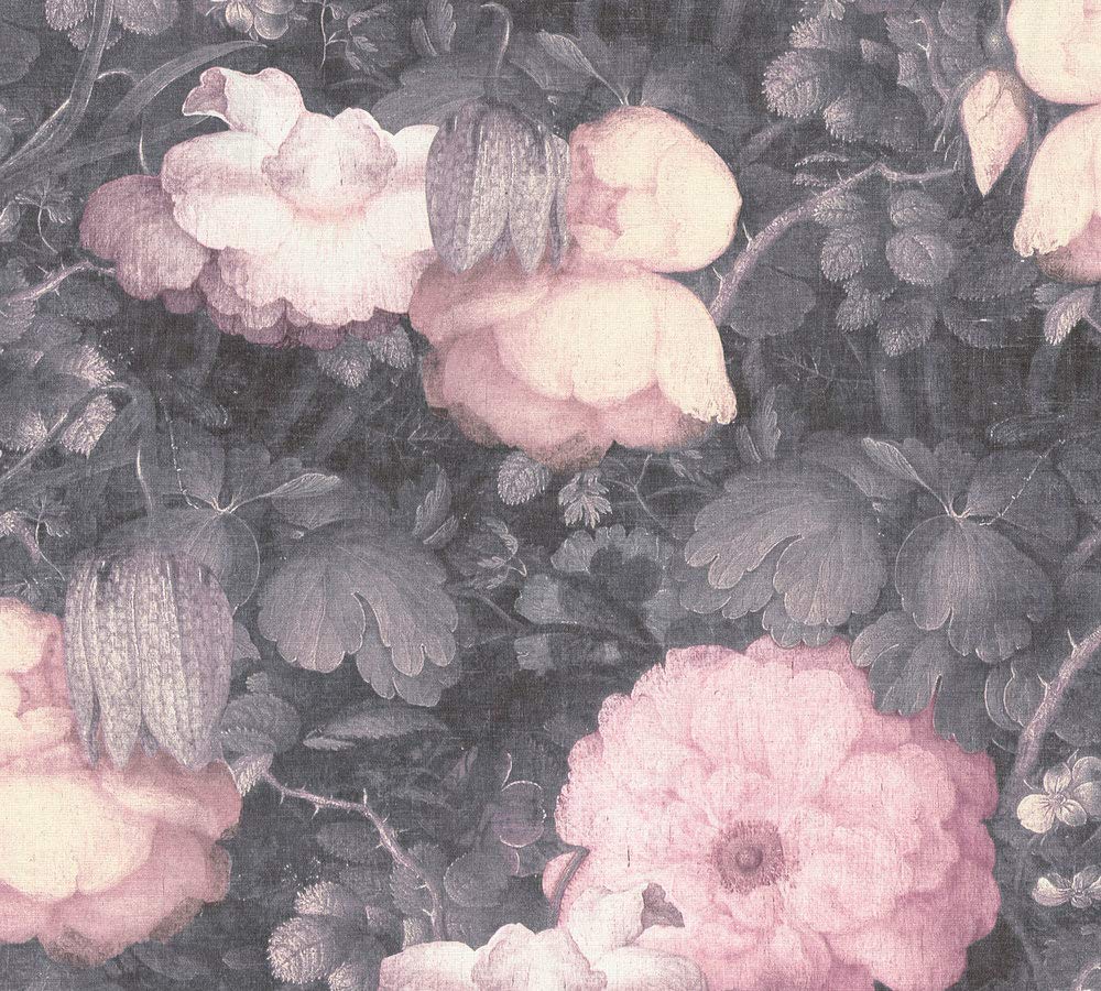 a-s-cr-ation-metropolitan-stories-vliestapete-floral-grau-rosa image 2