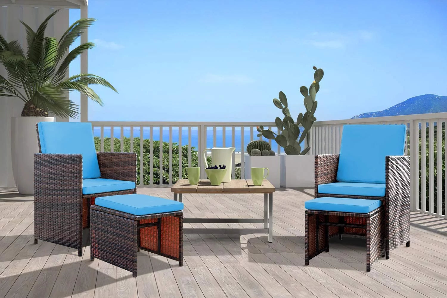 homall-patio-furniture-rattan-lounge-set-beige-4-teilig-klappbar image 5