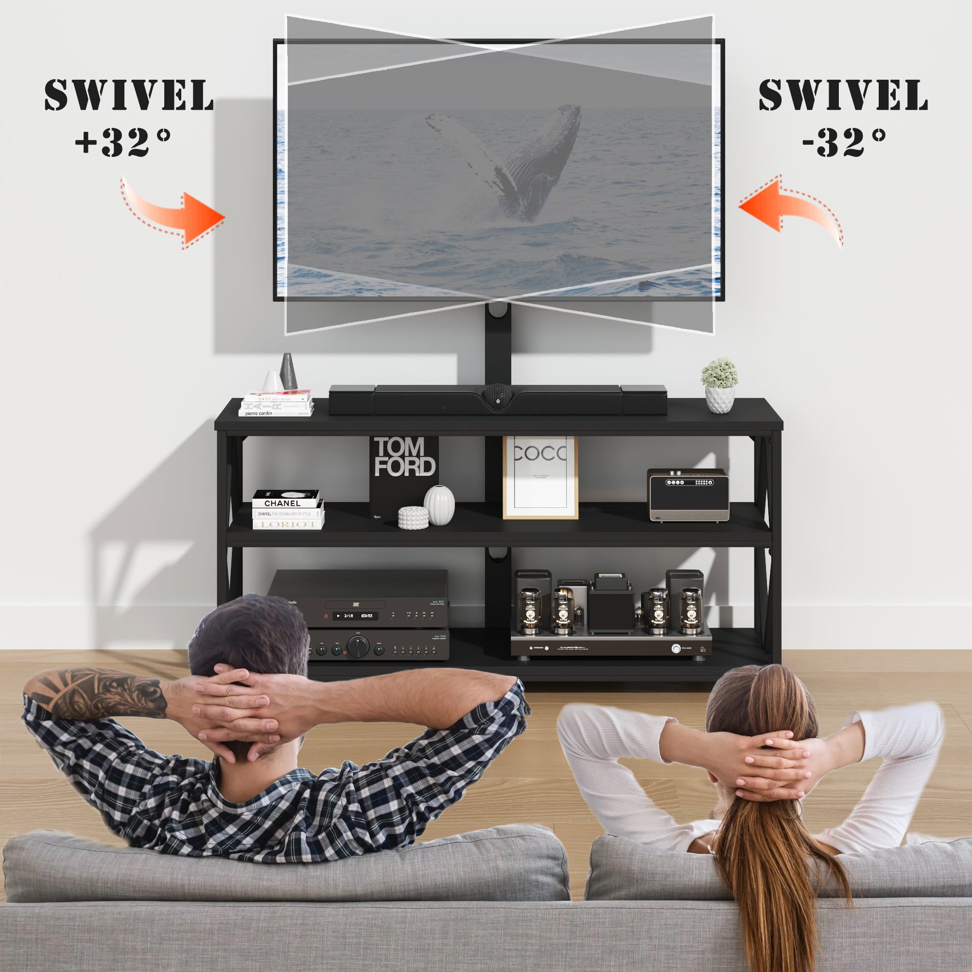homall-tv-lowboard-32-65-zoll-fernsehtisch-schwarz-mit-steckdose image 4