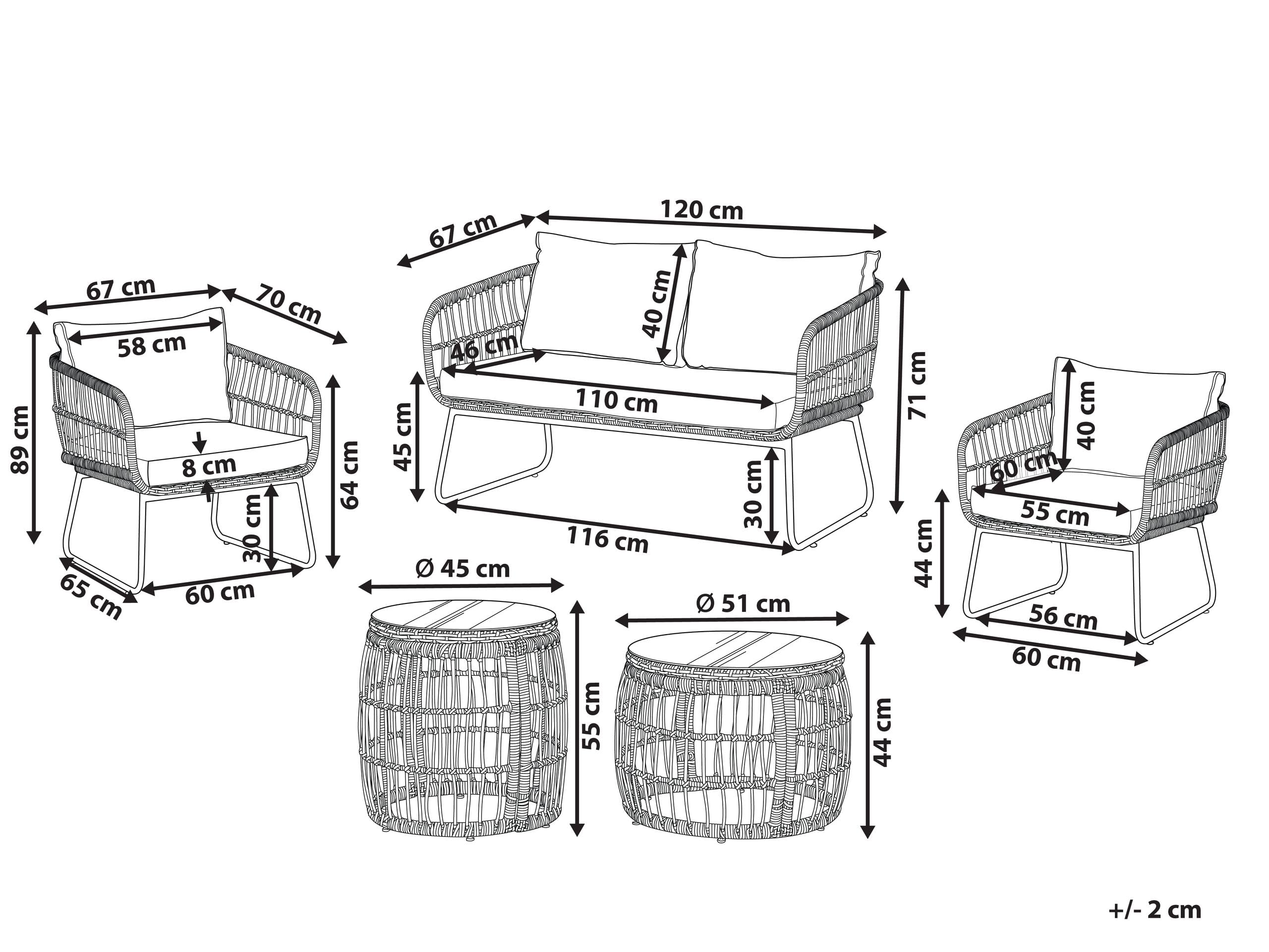 beliani-ravello-sitzgruppe-polyrattan-beige-4-personen-mit-tischen image 3