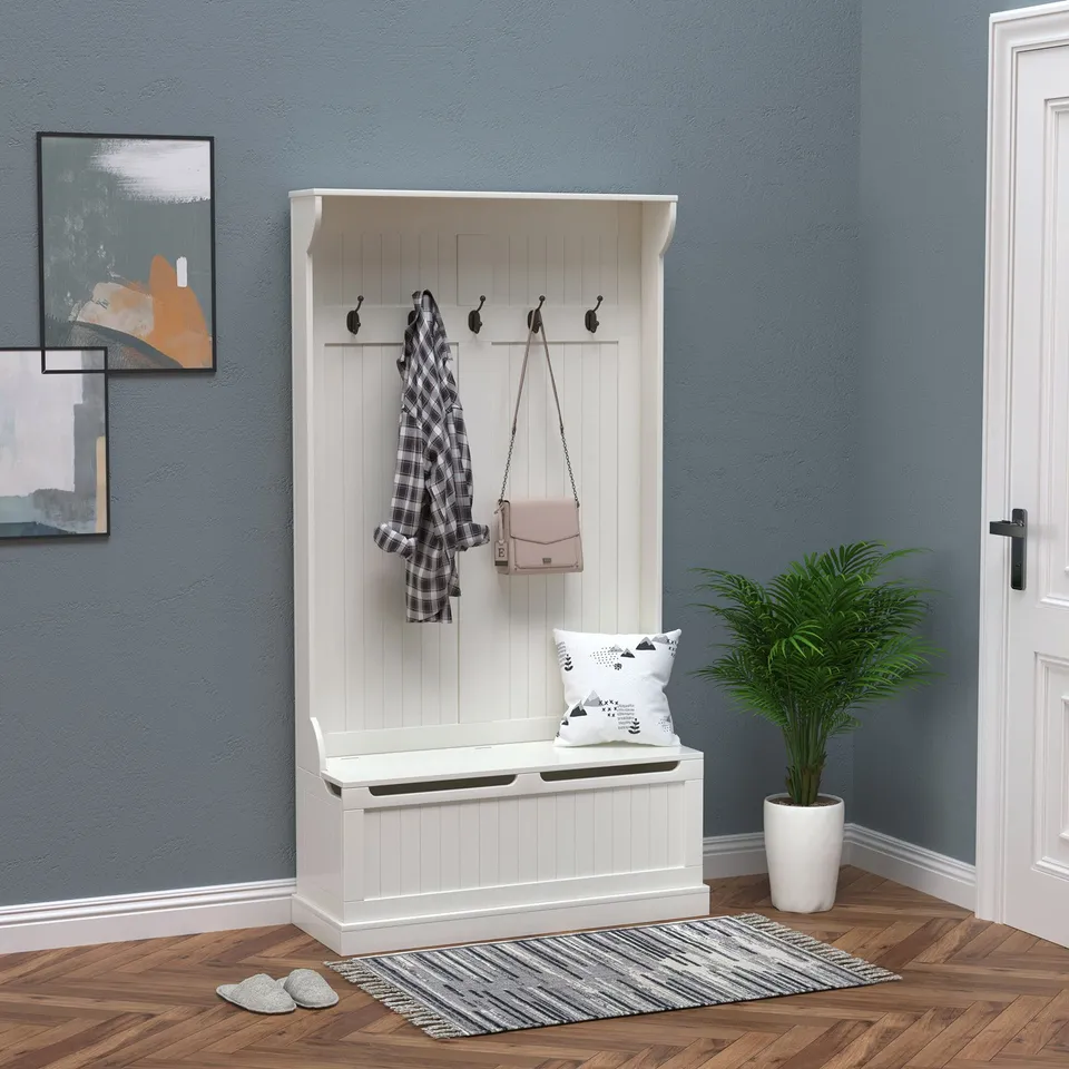 homall-shelf-garderobe-wei-181-cm-mit-sitzbank image 1