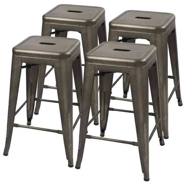 homall-metal-chair-barhocker-metall-61cm-schwarz-4er-set image 1