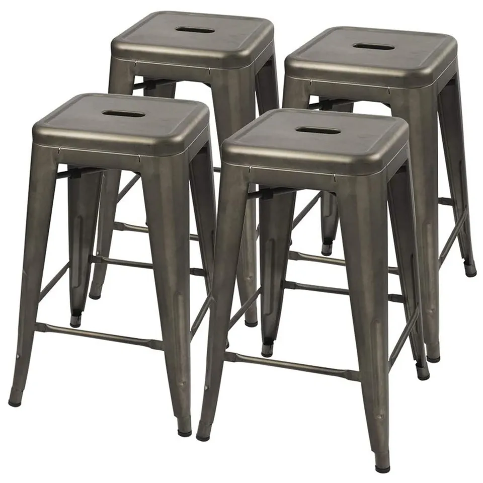homall-metal-chair-barhocker-metall-61cm-schwarz-4er-set image 1