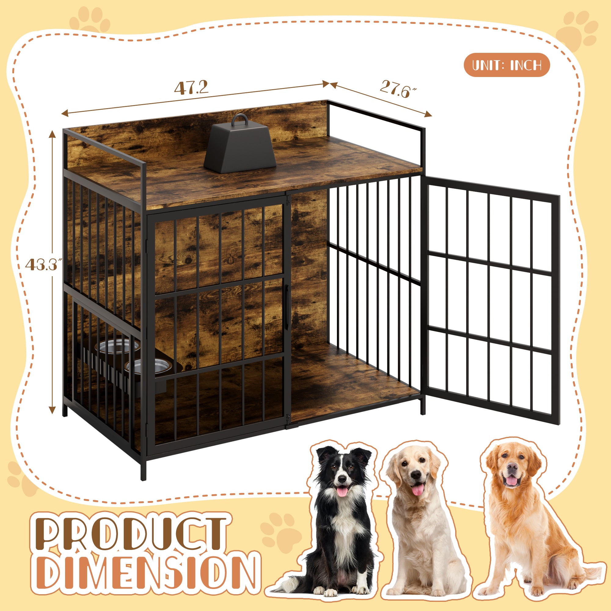 homall-hundebox-gro-metall-holz-braun-als-m-bel image 4