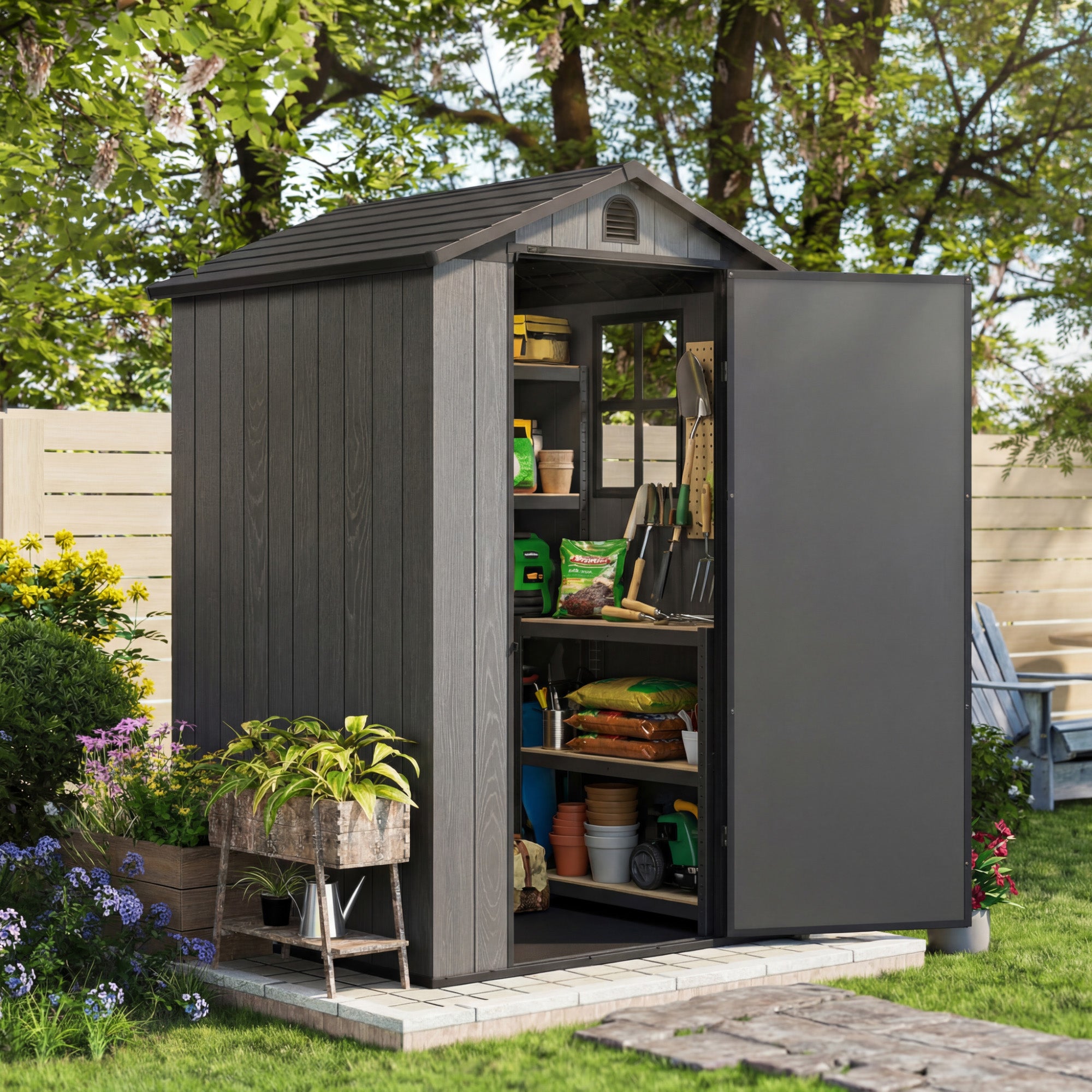 homall-4x4ft-ger-tehaus-kunststoff-grau-abschlie-bar image 3