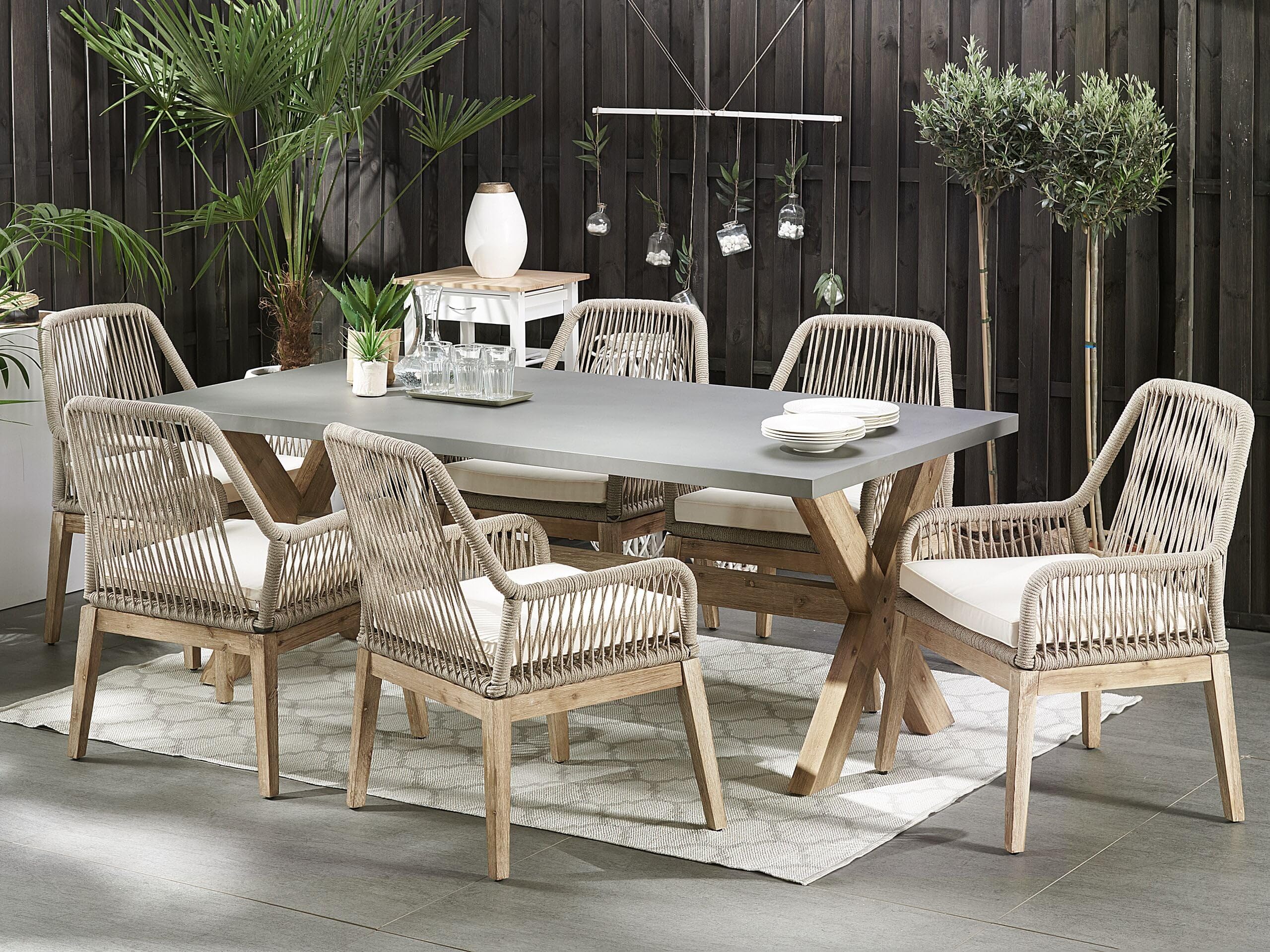 beliani-olbia-gartentisch-200x100-6-geflecht-st-hle-beige image 2