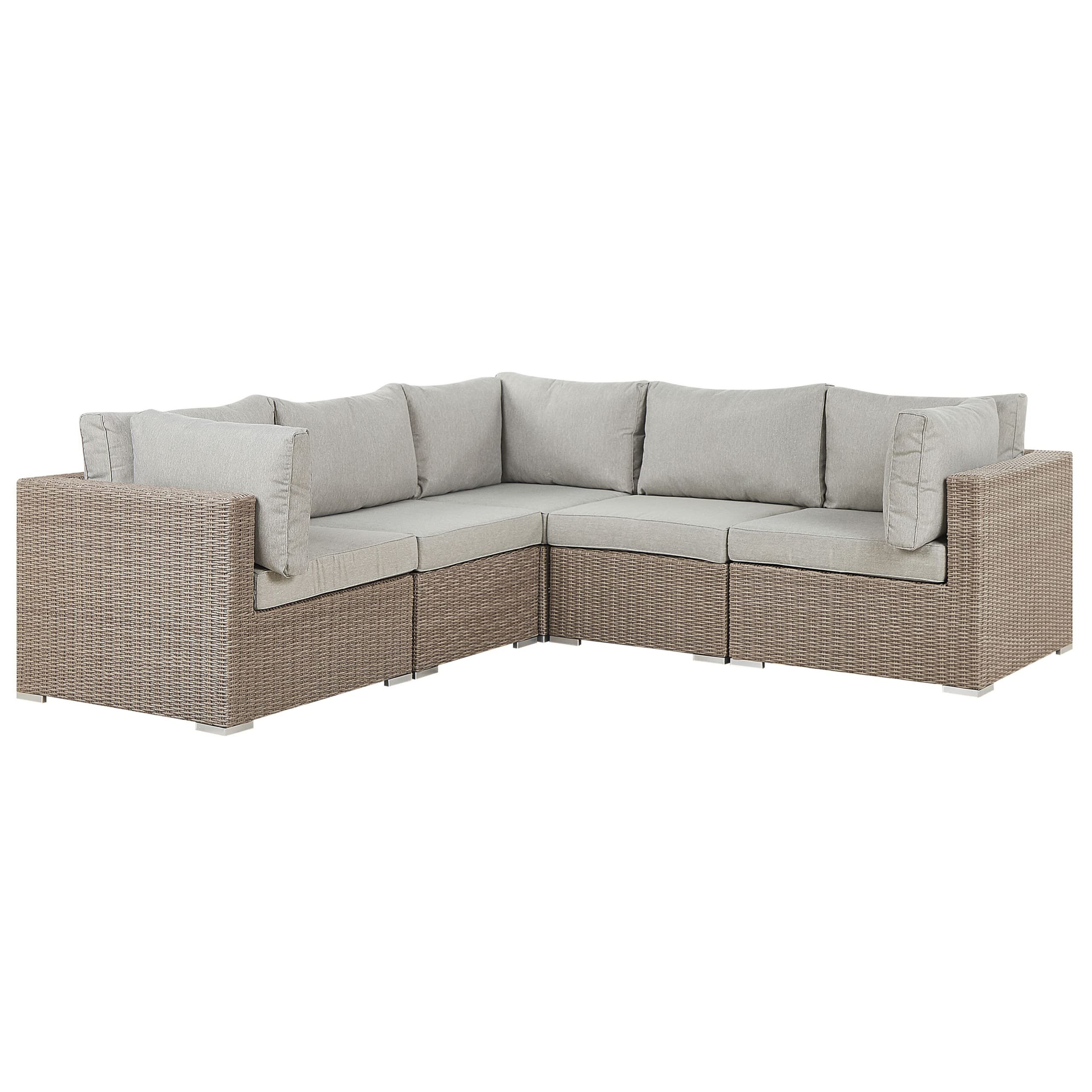 beliani-contare-lounge-set-6-sitzer-polyrattan-taupe-links-grau image 5