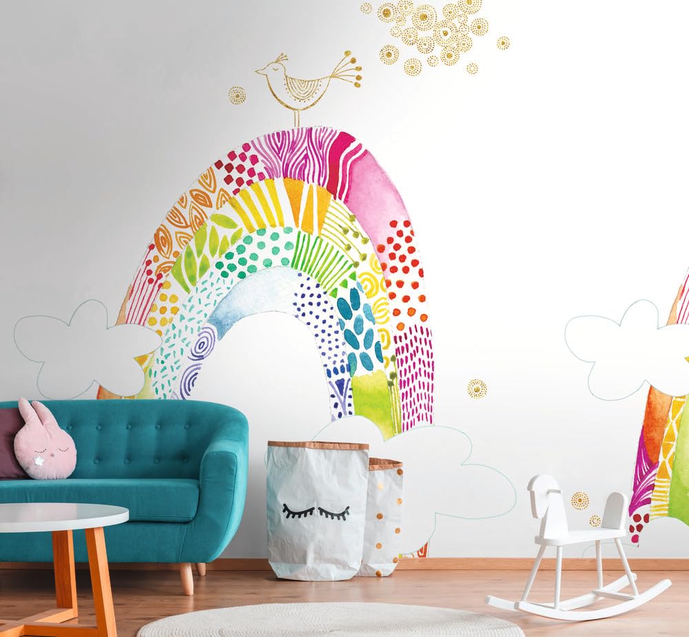 livingwalls-regenbogen-fototapete-wei-pink-gelb-280x265-cm-kinder image 3