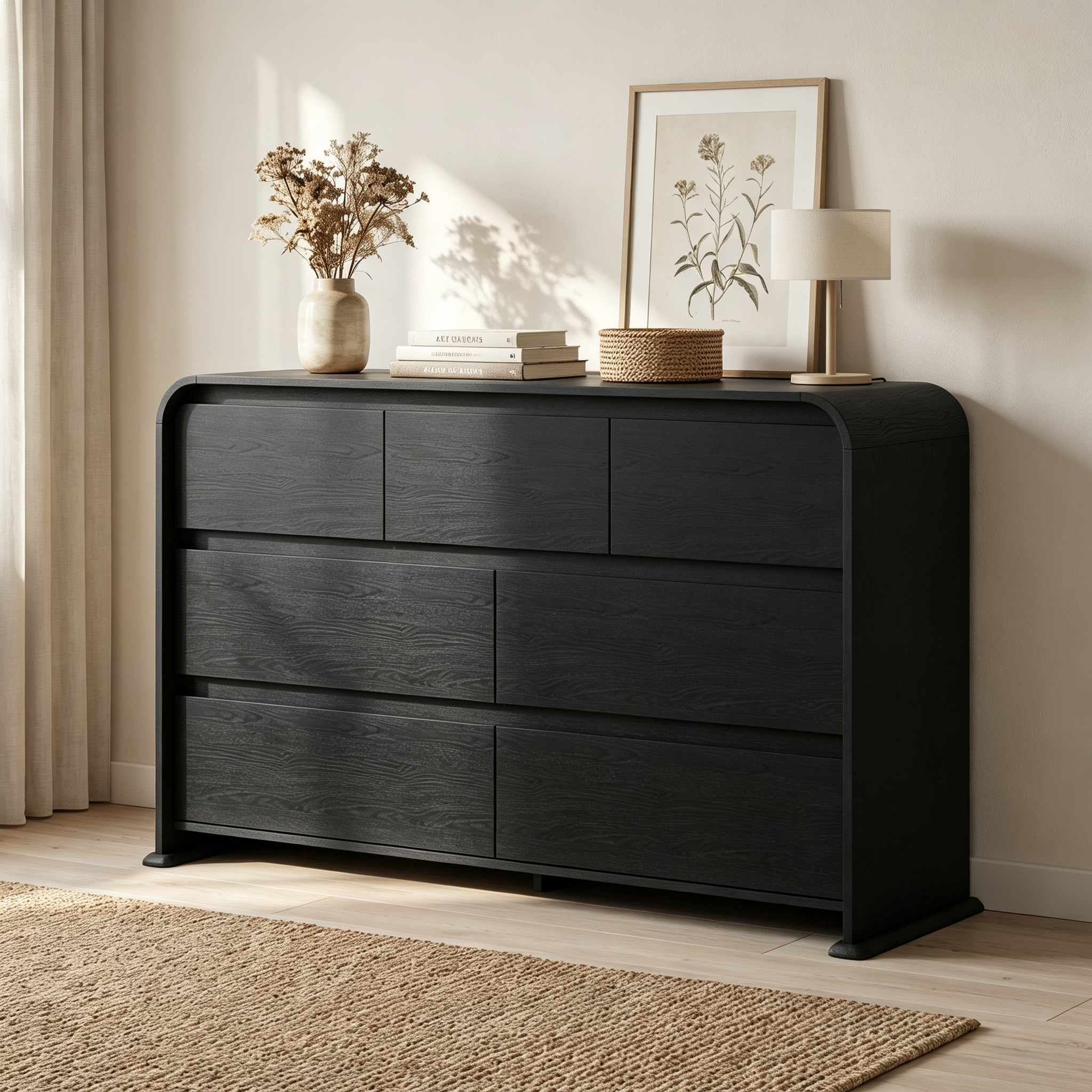 homall-bedroom-kommode-6-schubladen-natur-holz-grifflos image 5