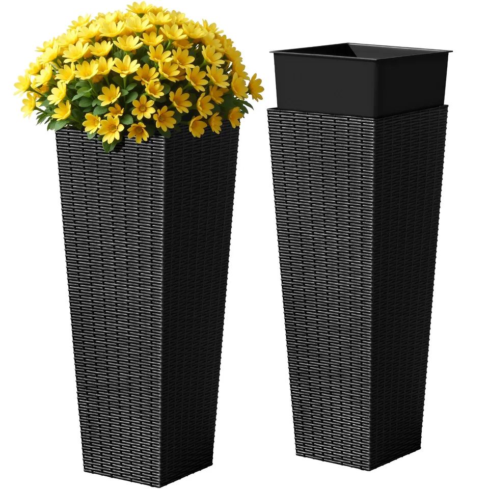 homall-patio-furniture-blumentopf-2er-set-schwarz-l-rattan image 1