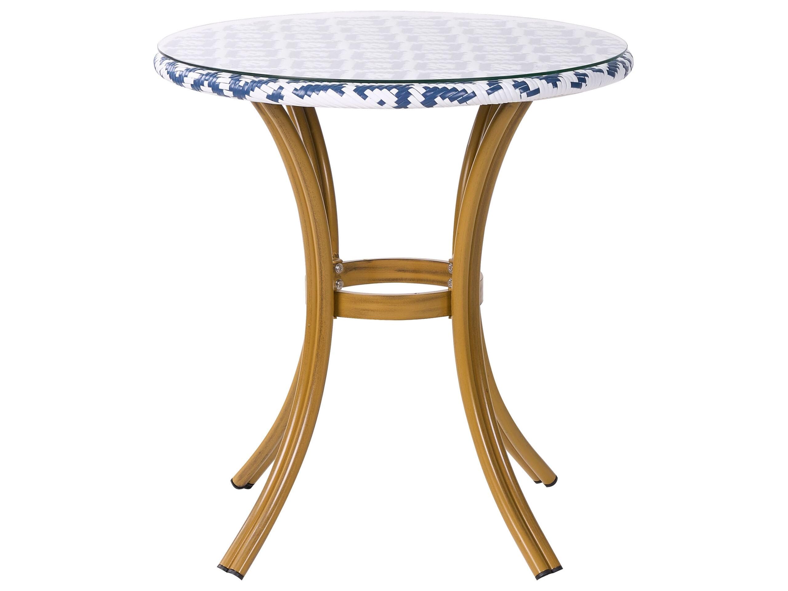 beliani-rifreddo-gartentisch-rund-rattan-blau-wei-glas image 1