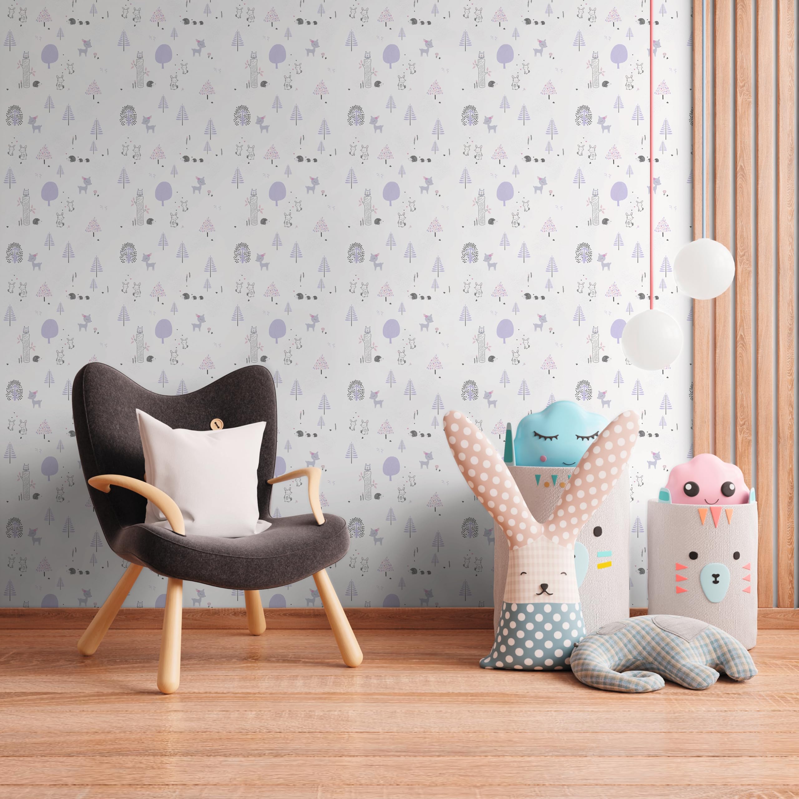a-s-cr-ation-little-love-kindertapete-381171-lila-waldtiere image 4