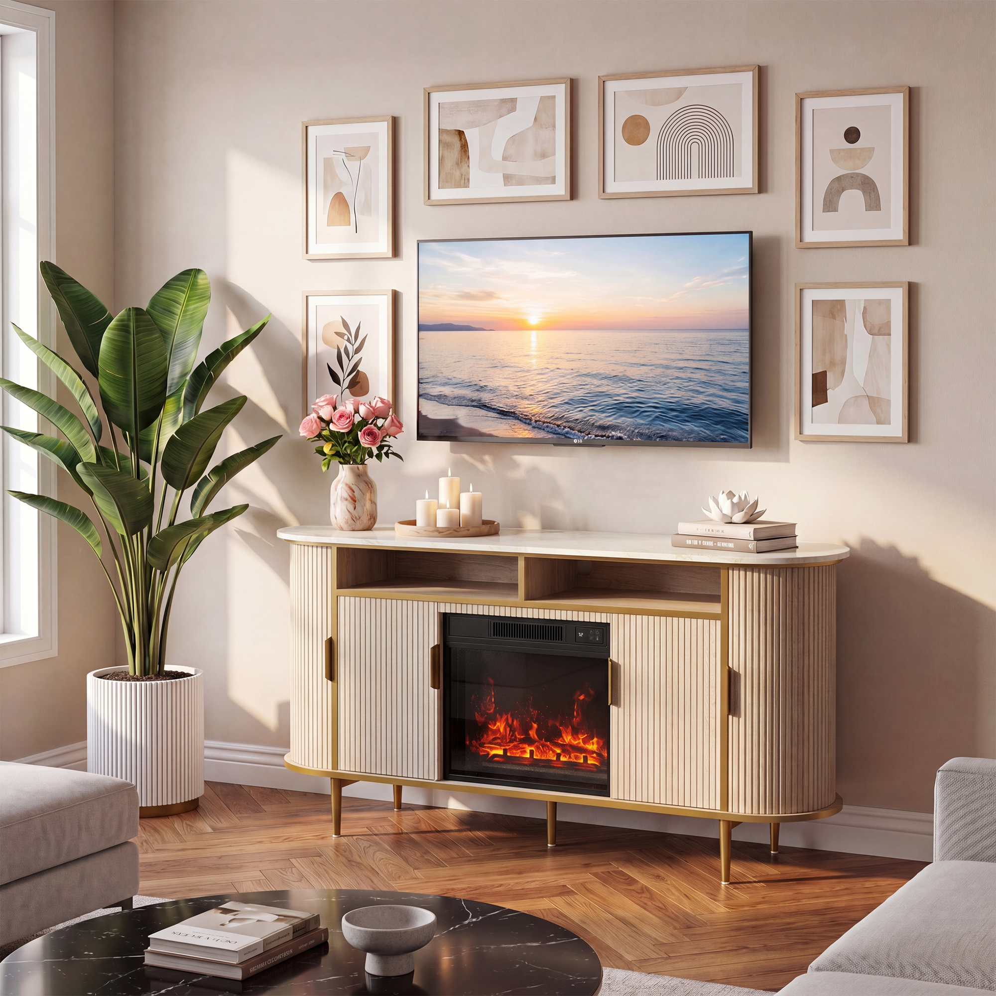 homall-tv-stand-68-lowboard-elektrokamin-wei image 8