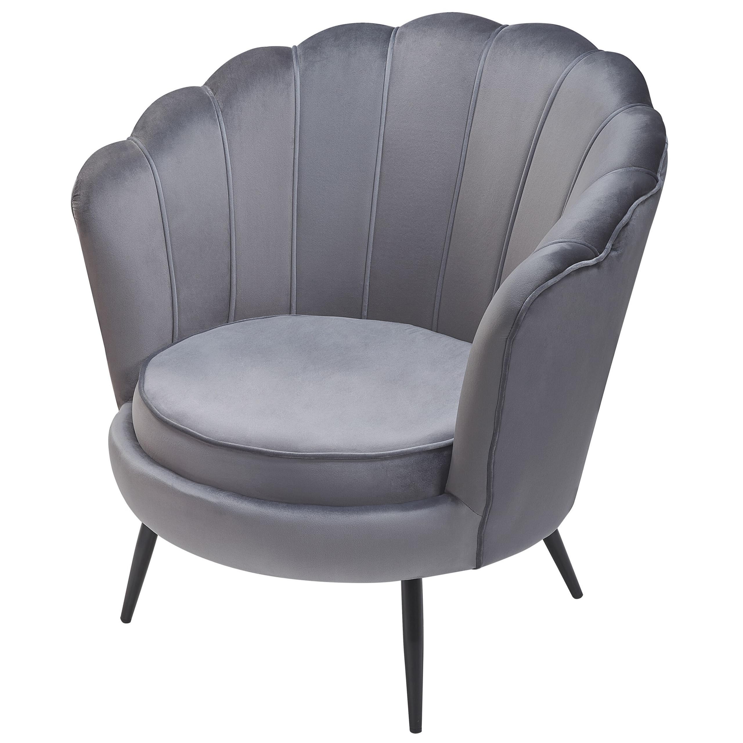 beliani-lovikka-retro-sessel-samt-grau-mit-metallbeinen image 5
