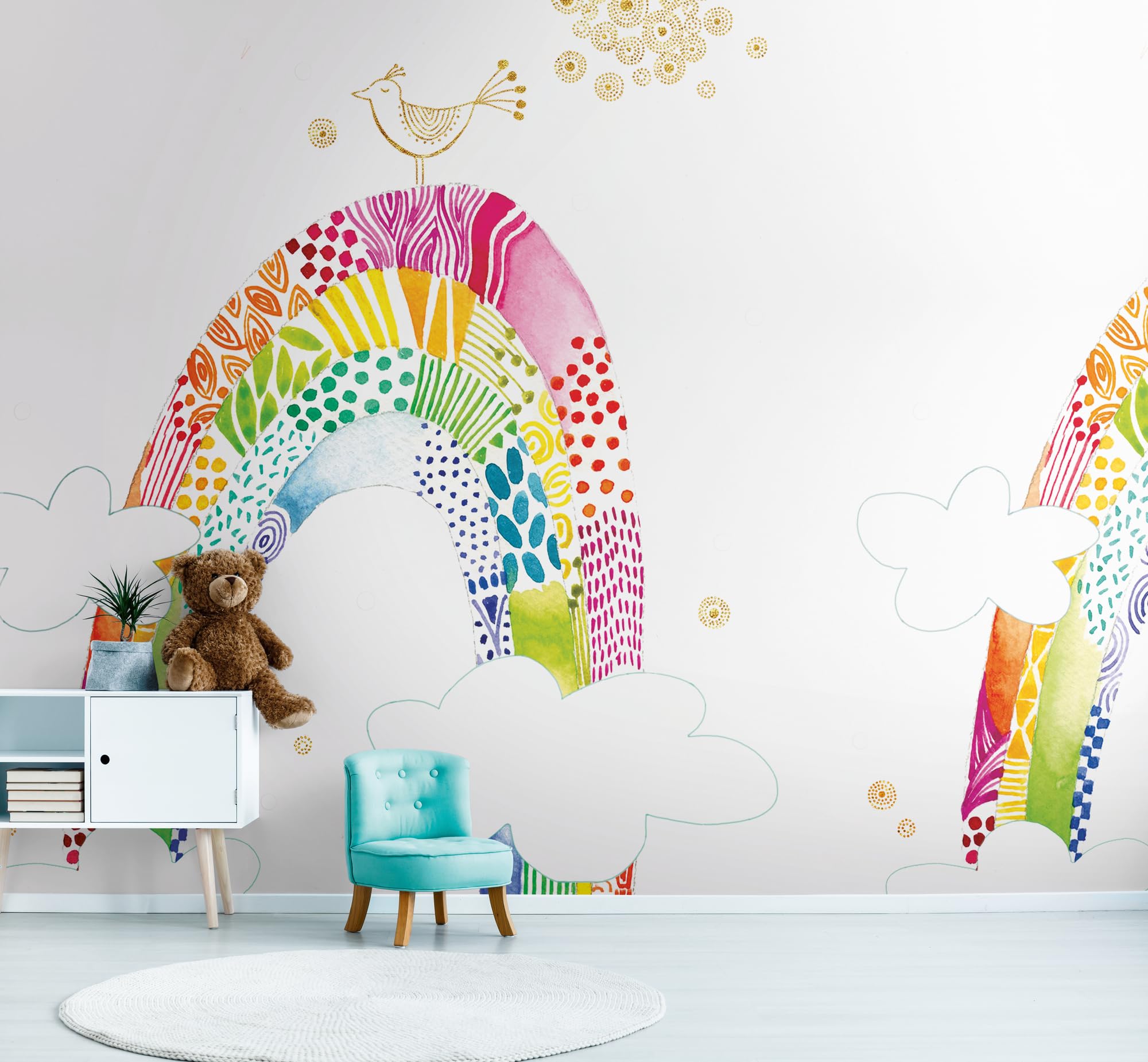 livingwalls-regenbogen-fototapete-wei-pink-gelb-280x265-cm-kinder image 7