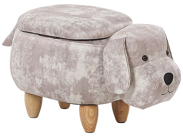 beliani-doggy-kinder-hocker-hund-beige-samt-mit-stauraum image 1