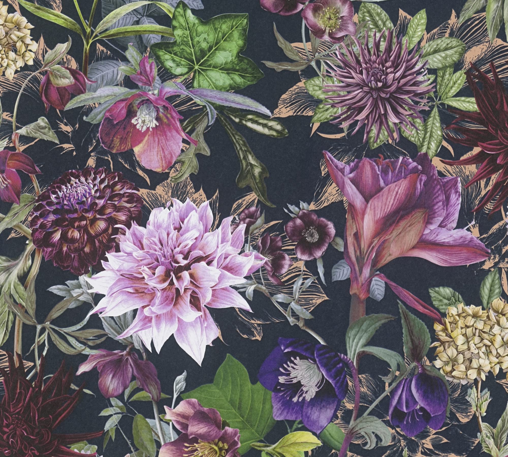 a-s-cr-ation-381756-vliestapete-blumentapete-dunkelgr-n-schwarz image 2