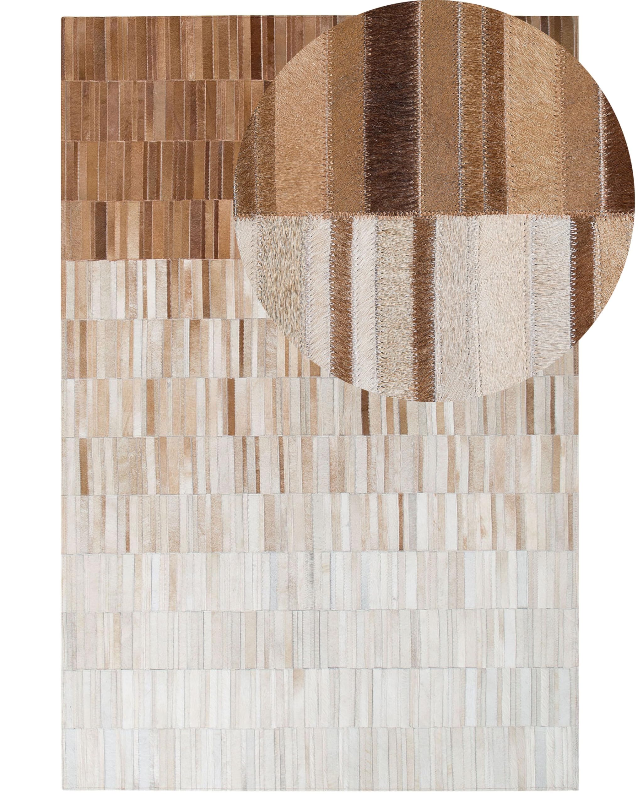beliani-yagda-leder-teppich-140x200-beige-kurzflor image 1