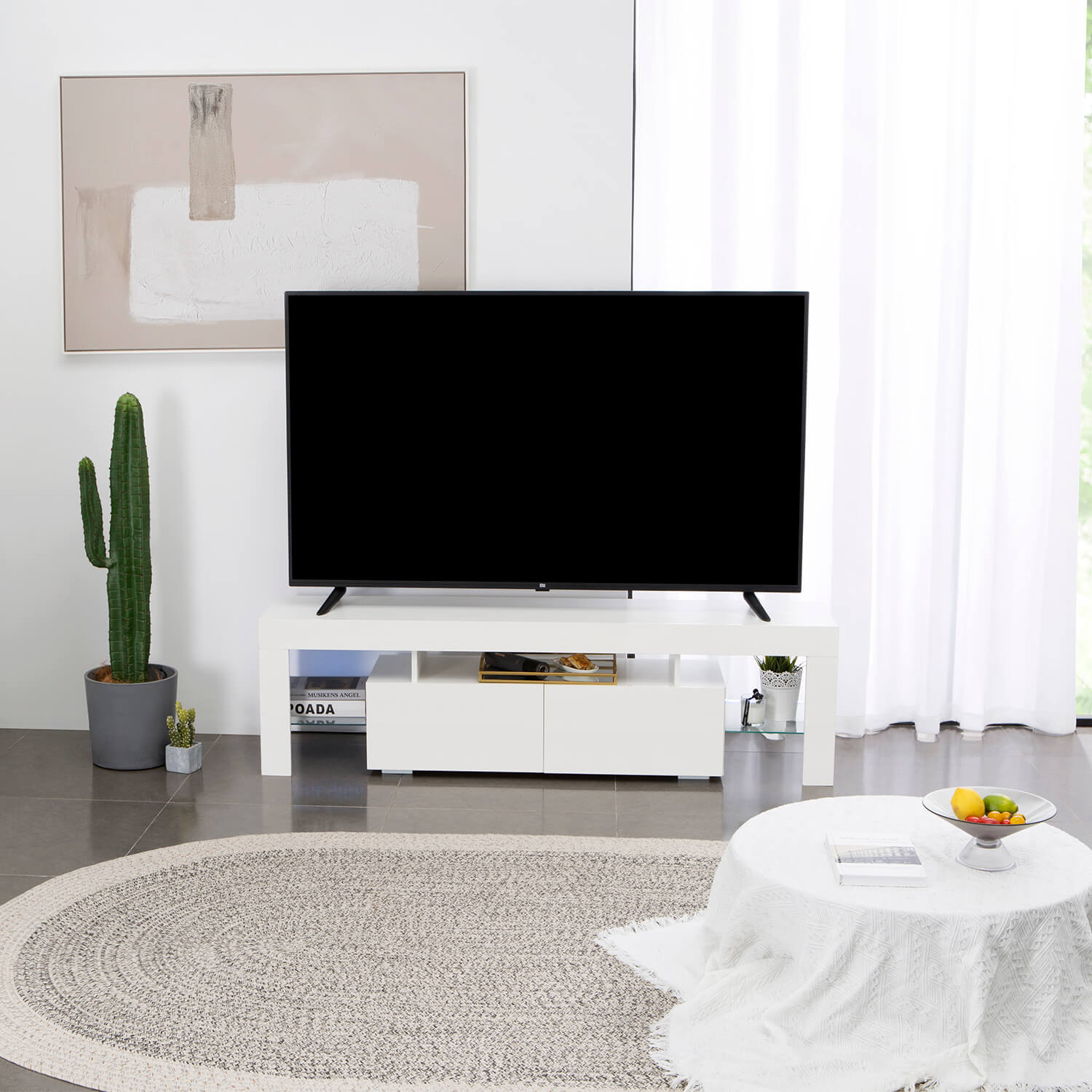 homall-tv-stand-lowboard-schwarz-63-zoll-led-fernsehschrank image 2