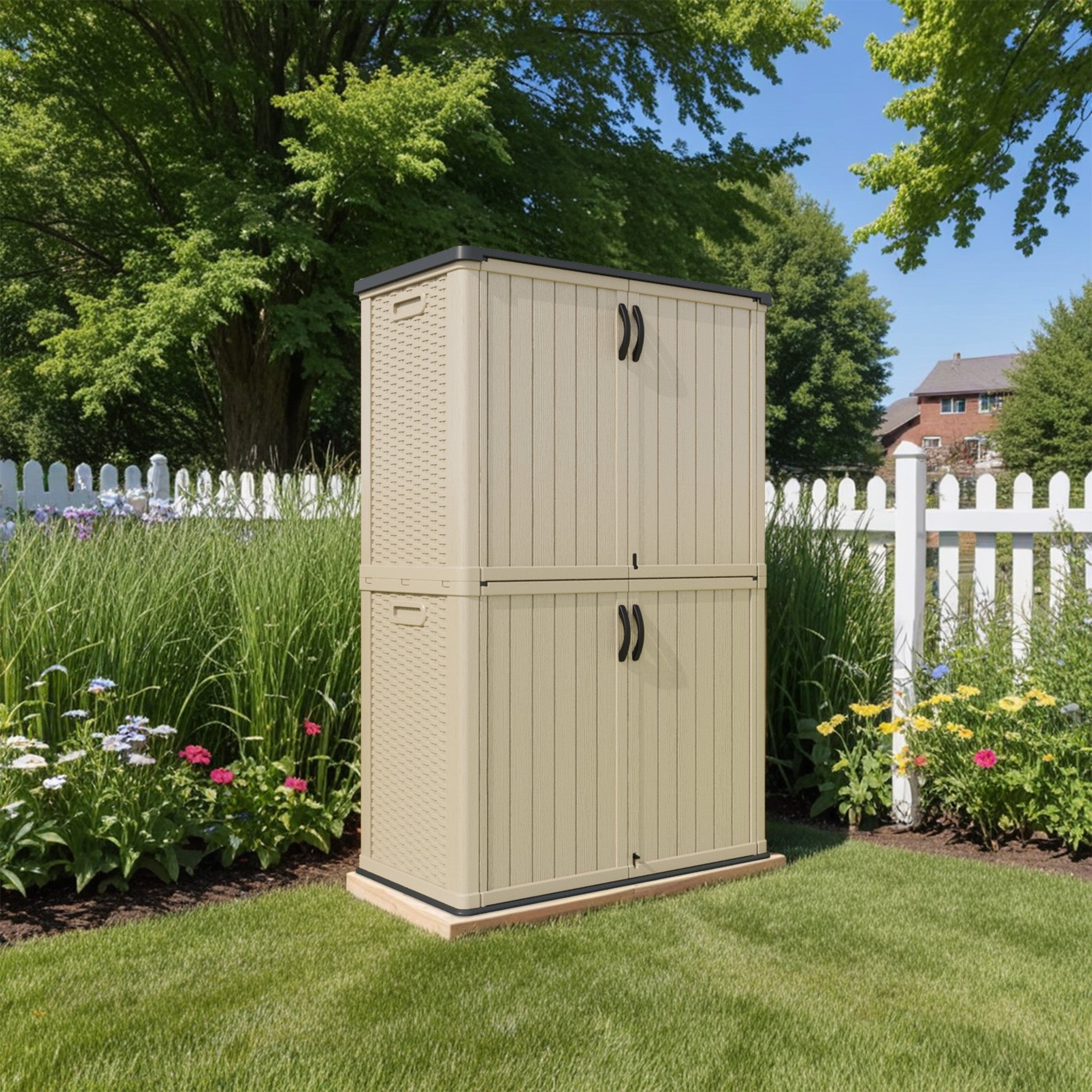 homall-metal-shed-gartenschrank-50-cu-ft-beige-wasserdicht image 2