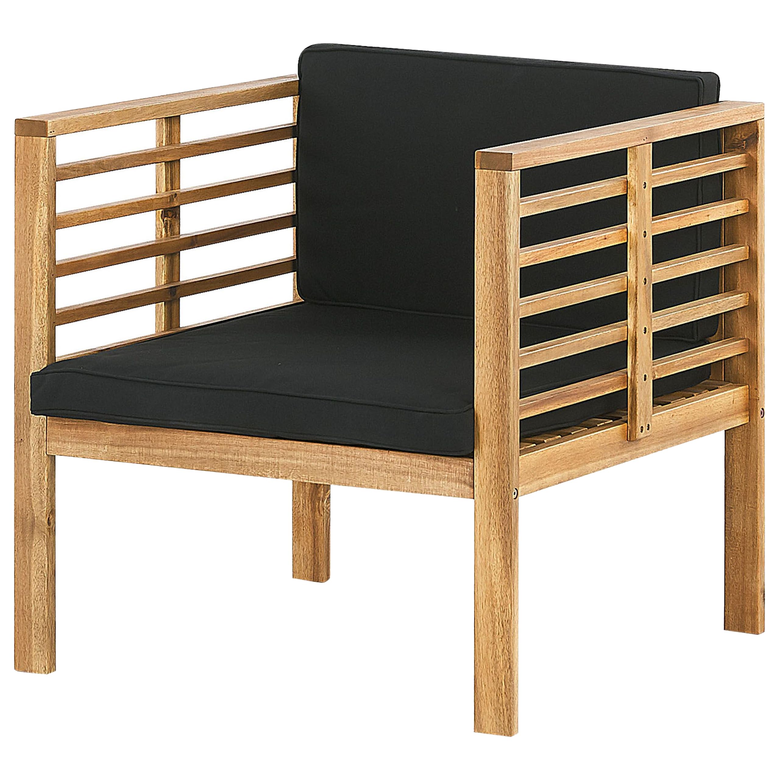 beliani-pacific-sitzgruppe-akazienholz-hellbraun-schwarz-4-personen image 7