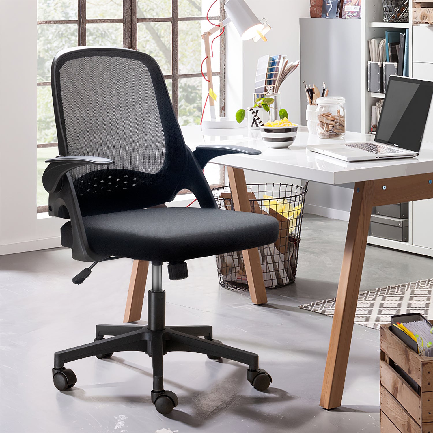 homall-office-mesh-chair-b-rostuhl-schwarz-mit-lordosenst-tze image 2