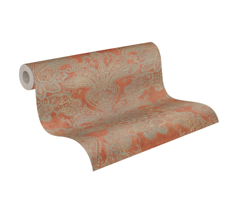 livingwalls-ornament-vliestapete-orange-t-rkis-10-05x0-53m image 4