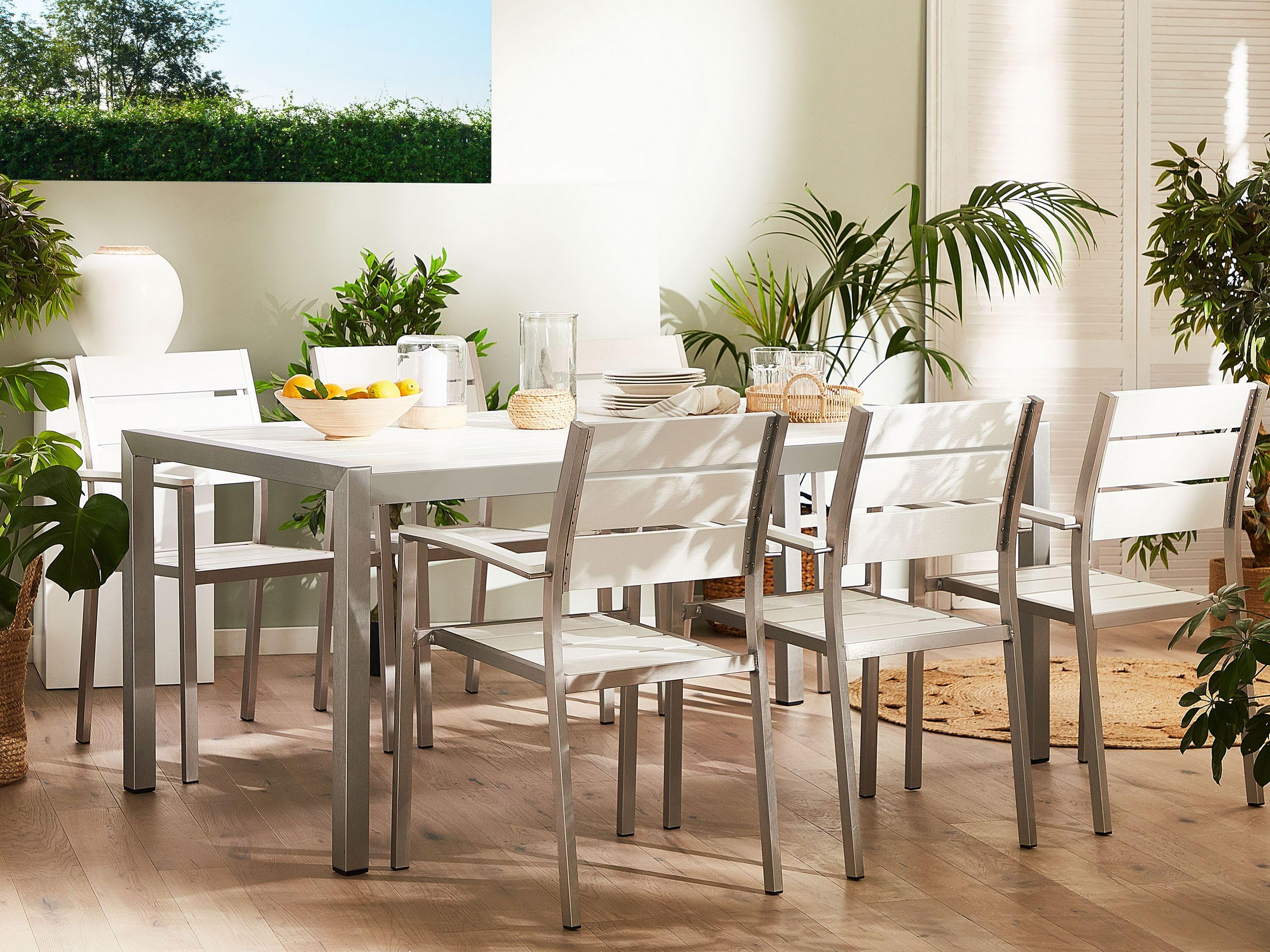 beliani-vernio-gartentisch-wei-180x90-esstisch-6-personen-alu image 2