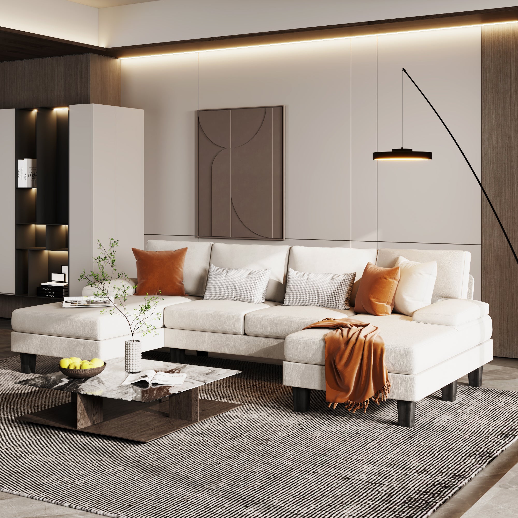 homall-sofa-u-form-ecksofa-grau-4-sitzer-mit-schlaffunktion image 4