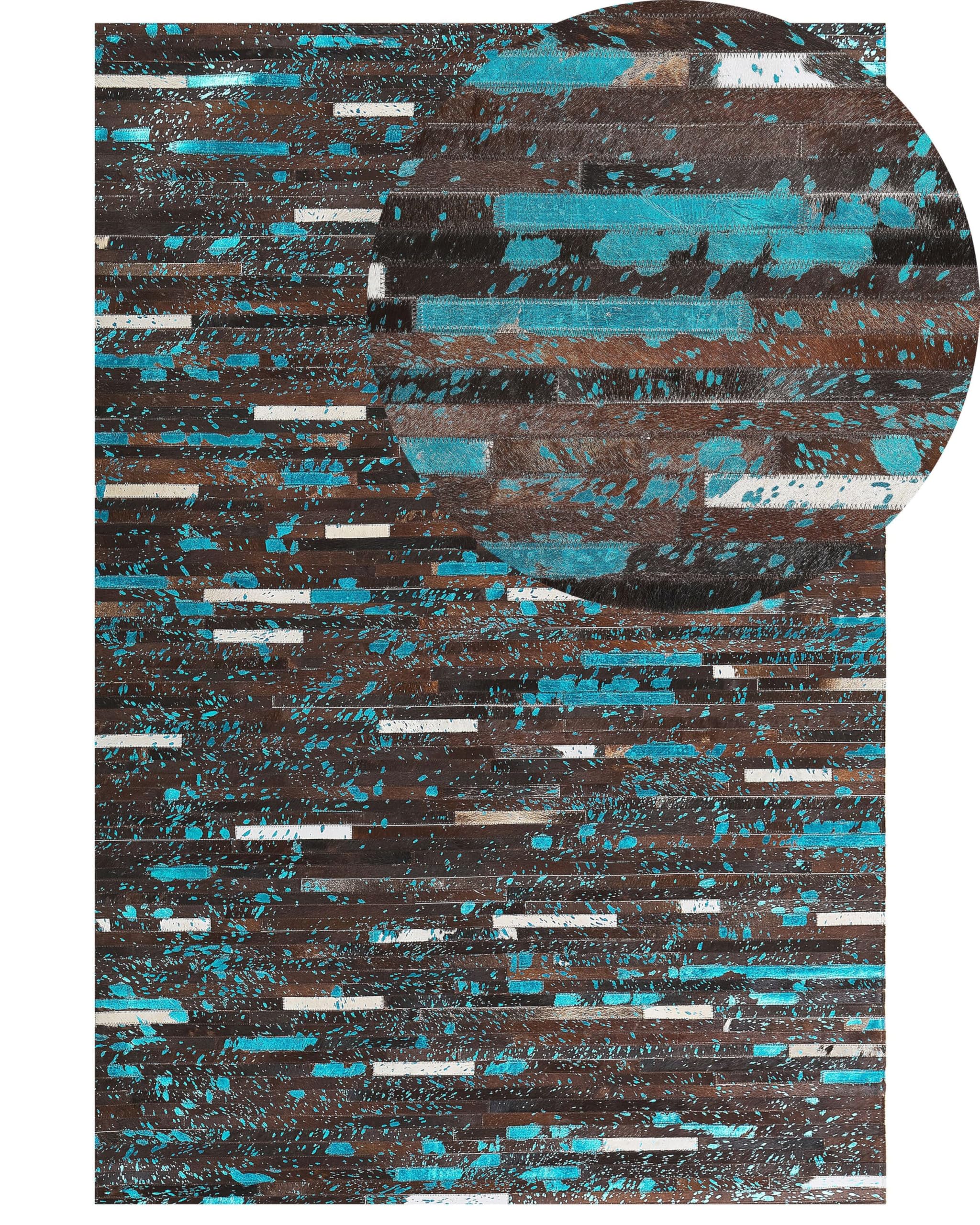 beliani-kisir-lederteppich-160x230-braun-patchwork-mosaik image 1