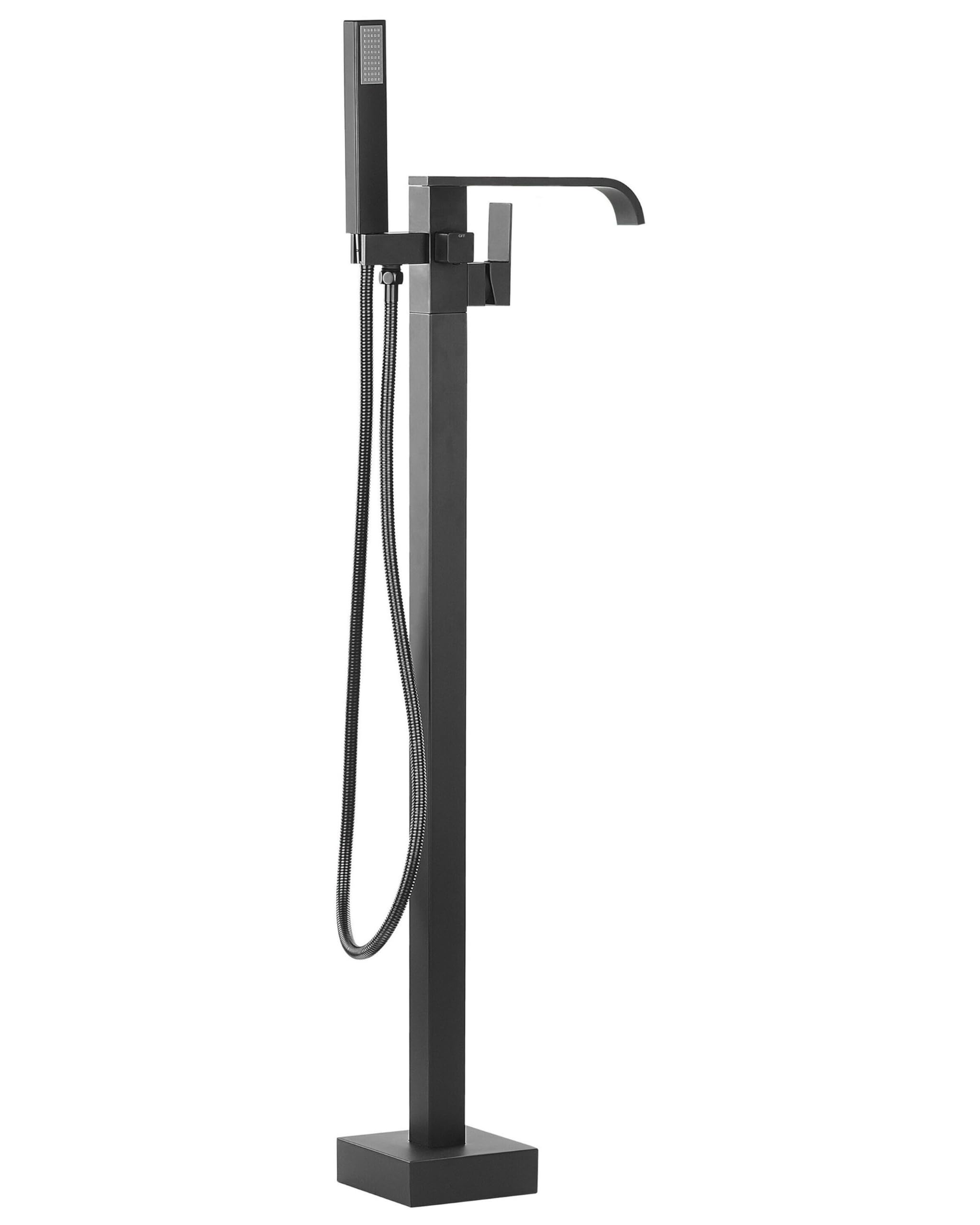 beliani-niagara-badewannenarmatur-freistehend-schwarz-matt-handbrause image 1