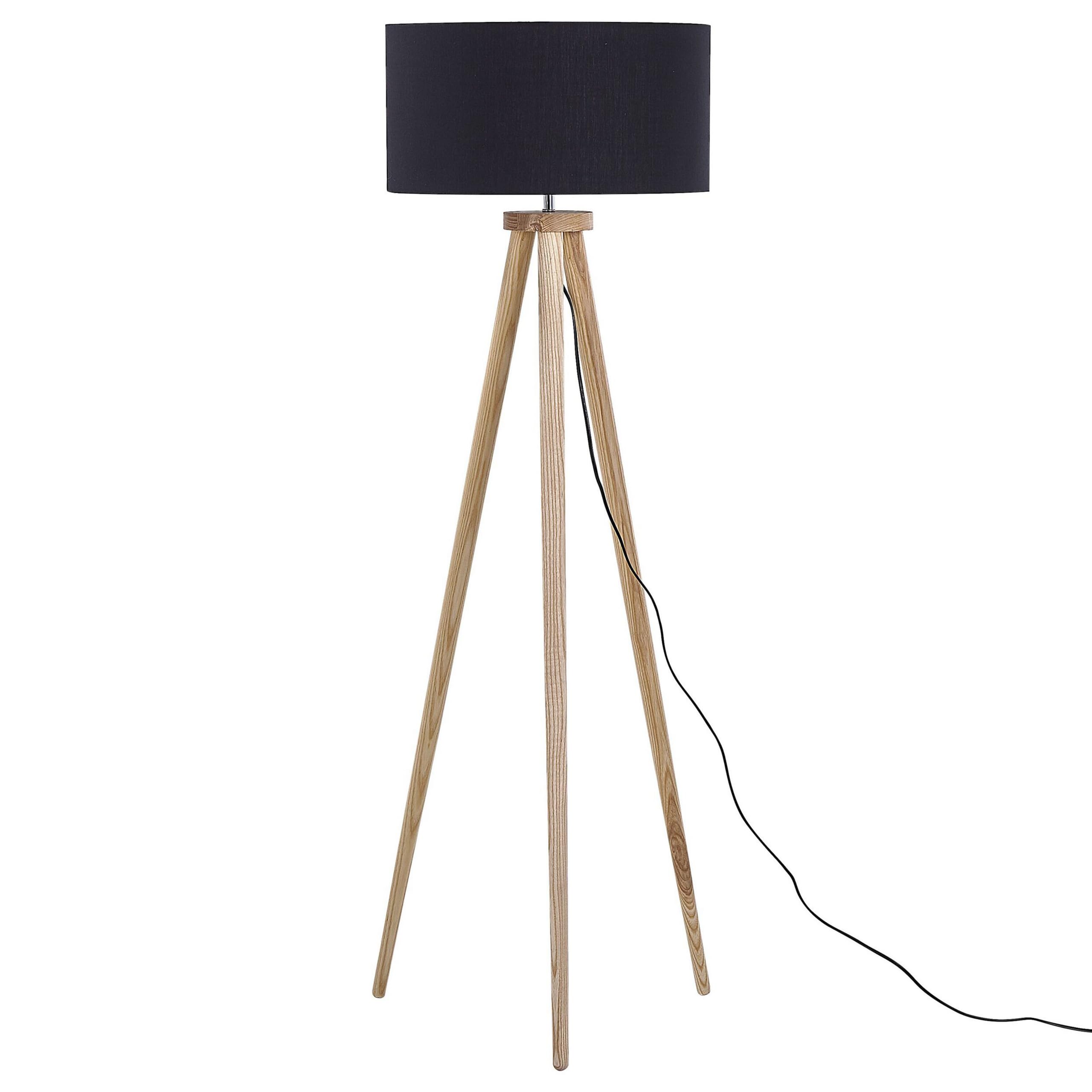 beliani-nitra-stehlampe-140-cm-schwarz-holz-trommelschirm image 4