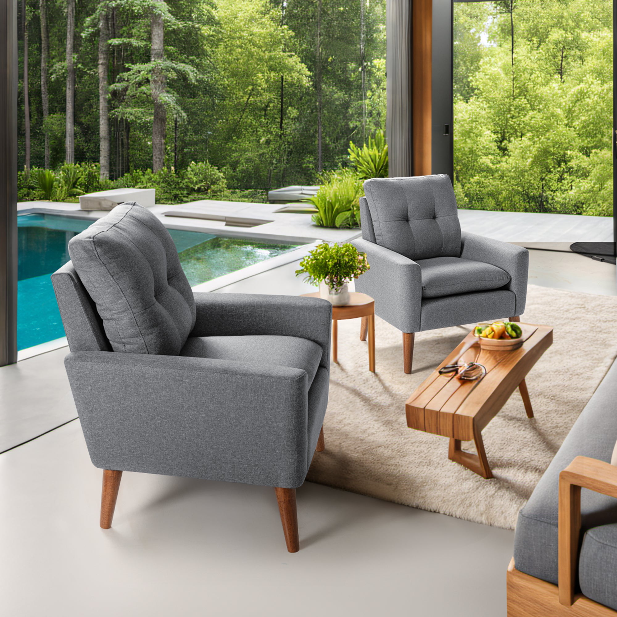 homall-accent-chair-polstersessel-stoff-grau-mit-holzbeinen image 8