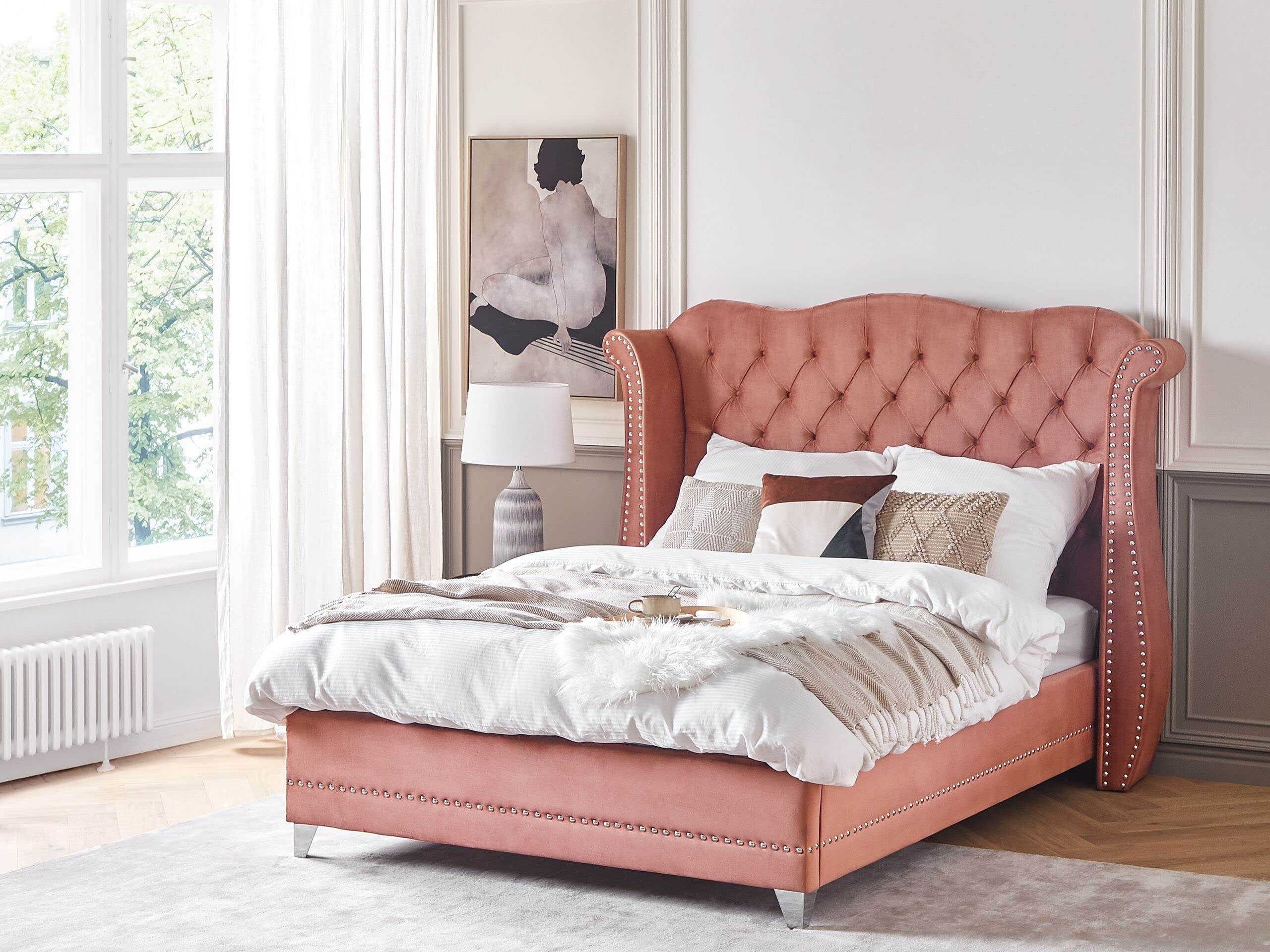 beliani-ayette-bett-140x200-samt-rosa-chesterfield image 2