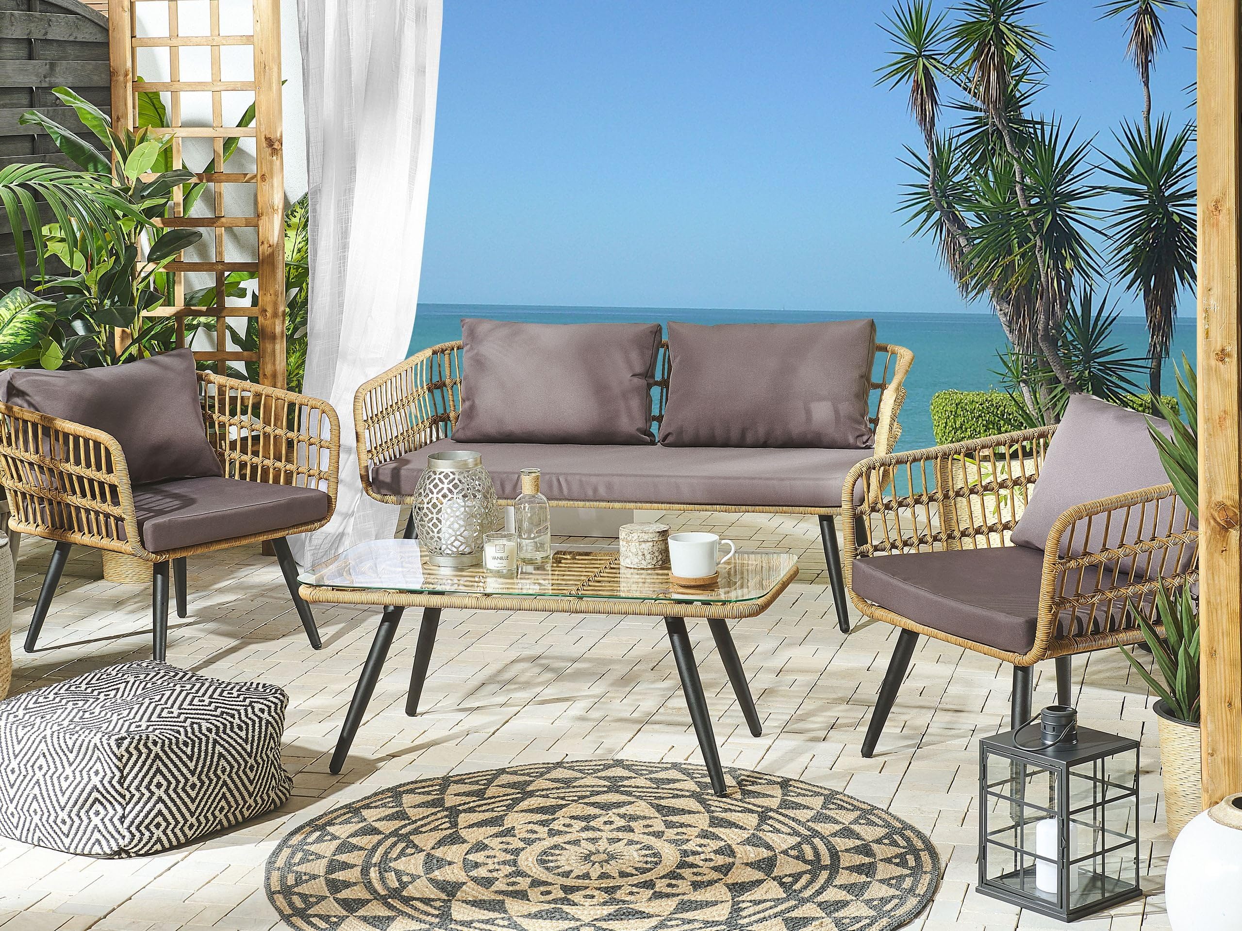 beliani-fobello-sitzgruppe-rattan-4-sitzer-zweisitzer-sessel-natur image 2