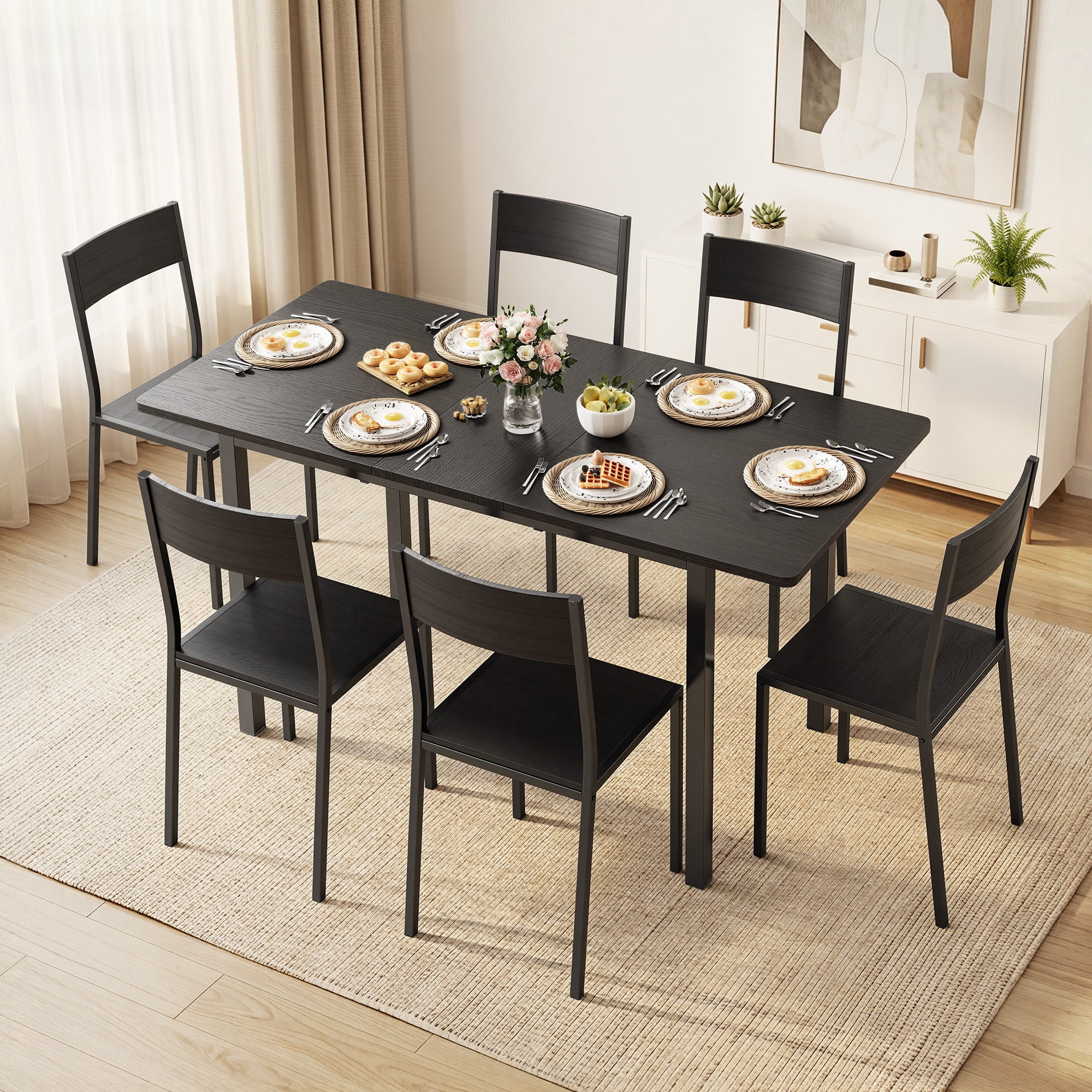 bealife-tb78-essgruppe-ausziehbar-retro-braun-110-140-cm-7-tlg image 2