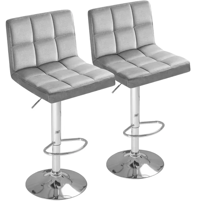 homall-bar-stool-barhocker-2er-set-samt-grau-h-henverstellbar image 1
