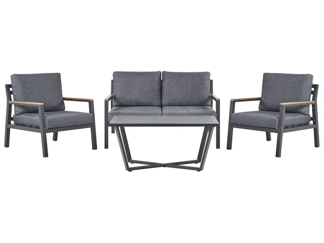 beliani-delia-lounge-set-aluminium-dunkelgrau-4-sitzer image 1